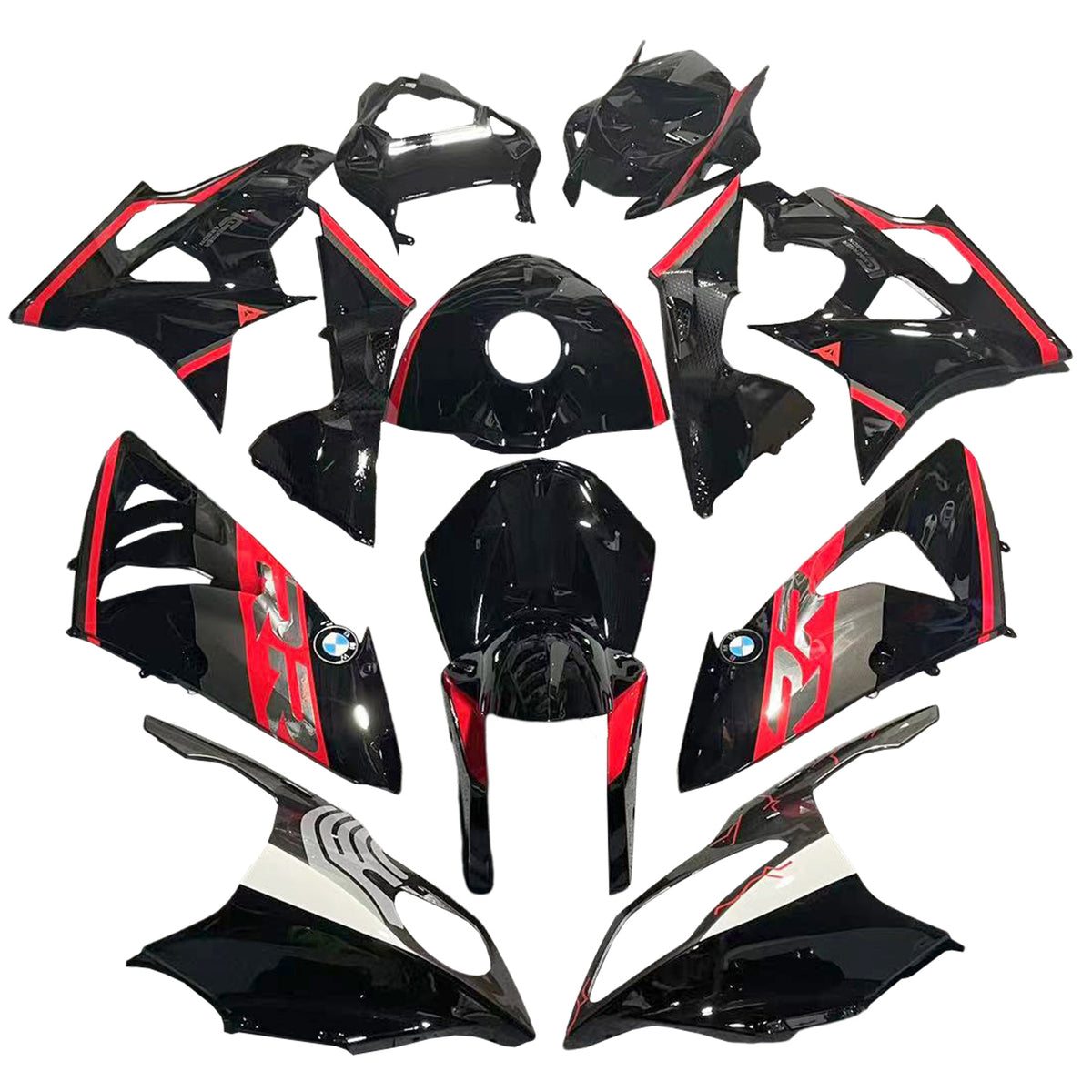 Amotopart BMW S1000RR 2009-2014 Kit de carénage noir et rouge