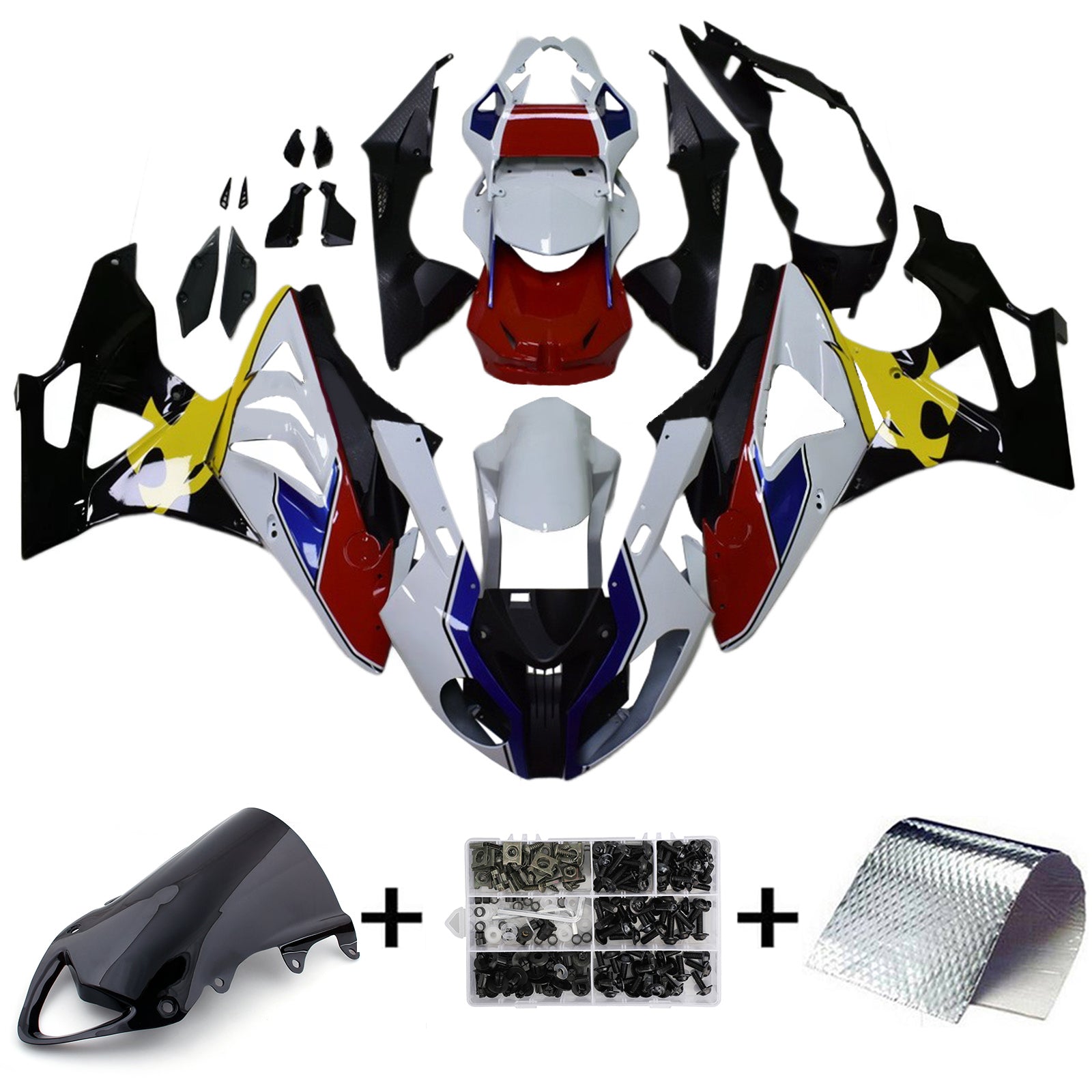 Amotopart BMW S1000RR 2009-2014 ホワイト&レッド Style2 フェアリングキット