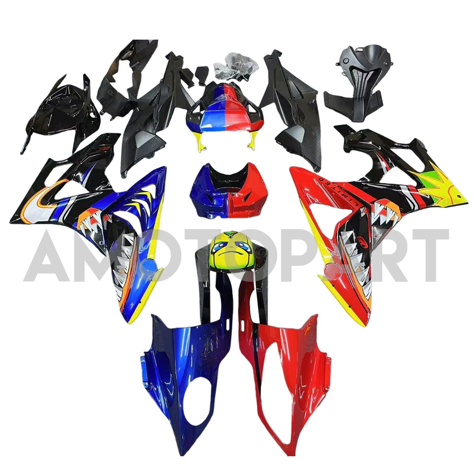 Amotopart BMW S1000RR 2009-2014 Red & Blue Shark Tands Fairing Kit