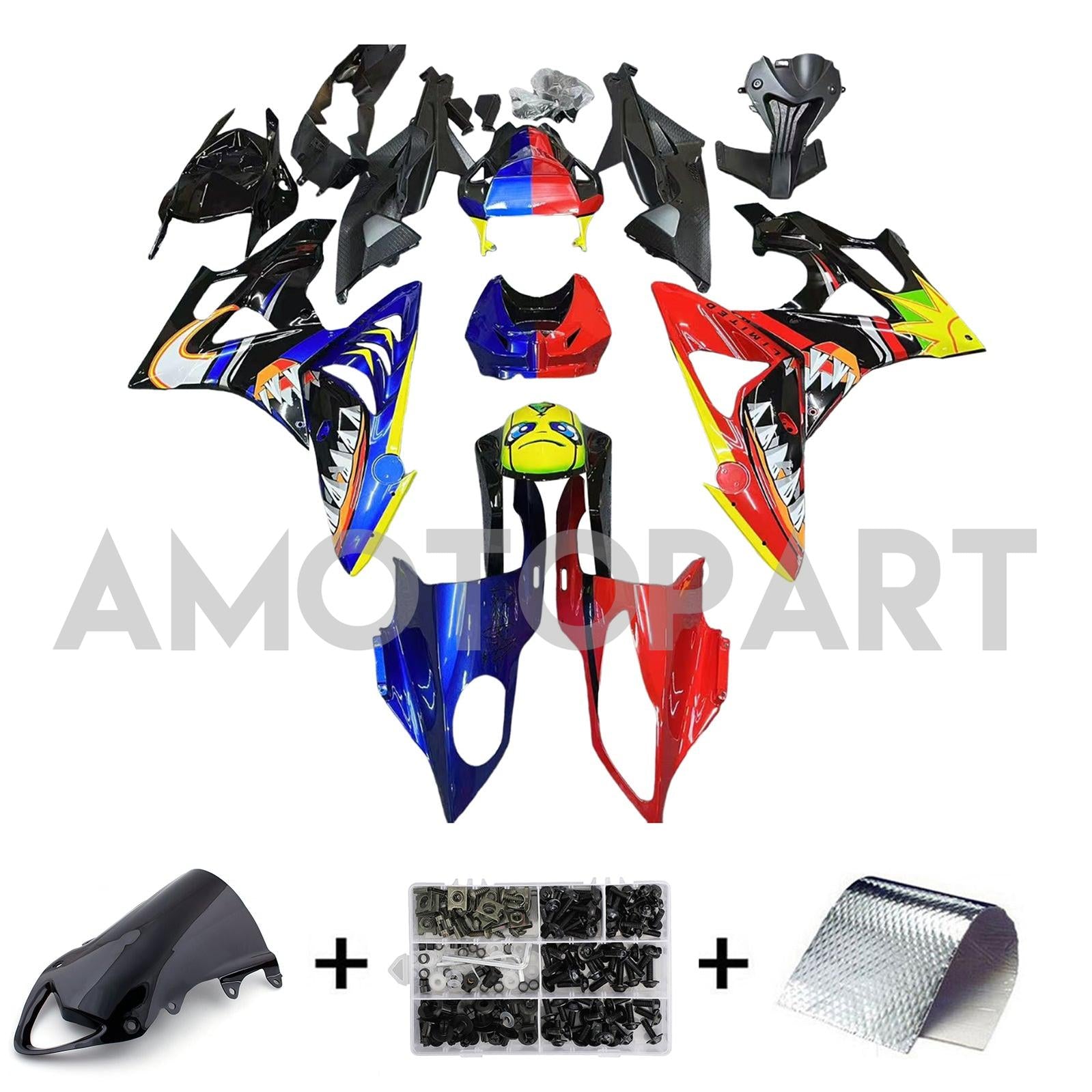 Amotopart BMW S1000RR 2009-2014 Red & Blue Shark Tands Fairing Kit