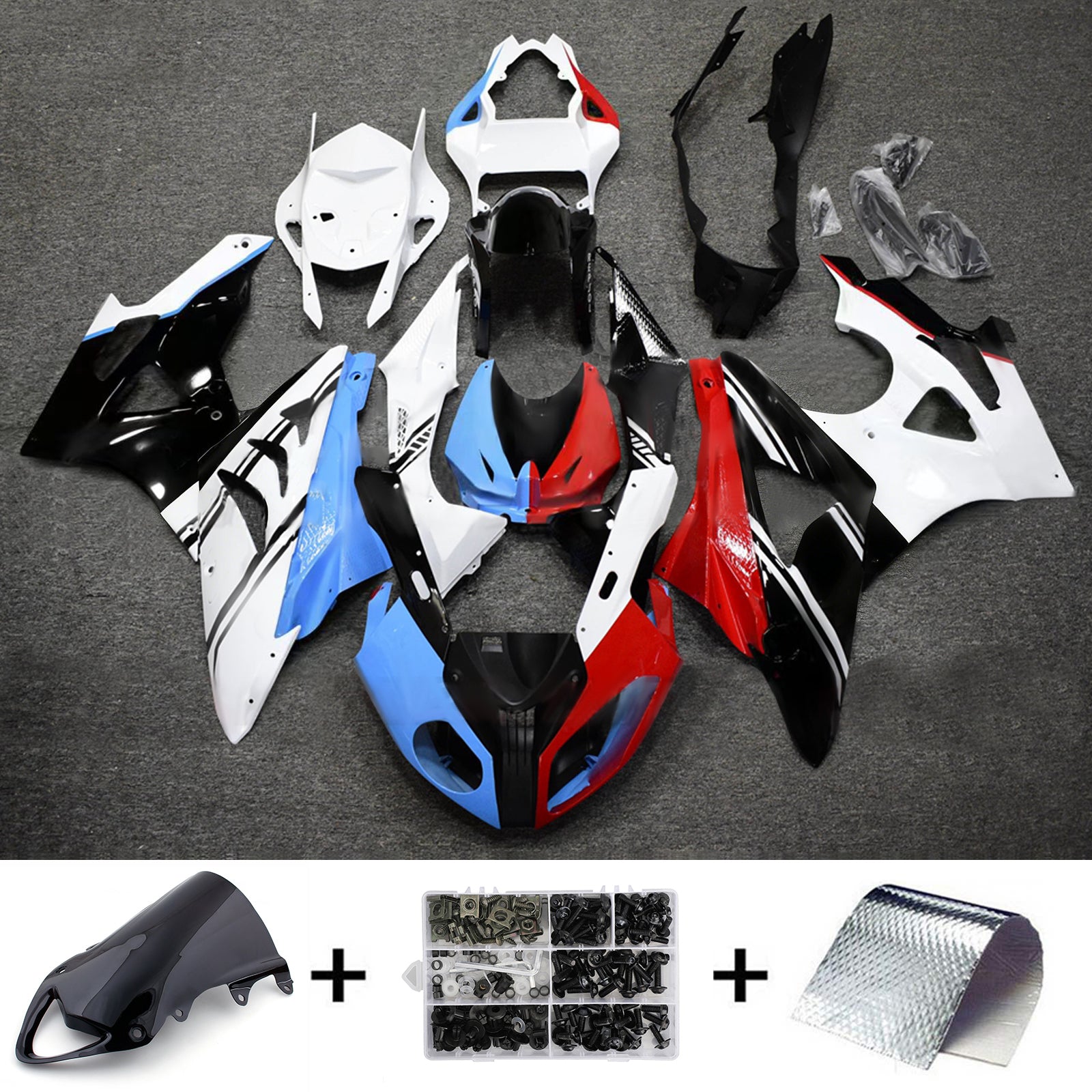 Amotopart 2009-2014 BMW S1000RR Glossy Black White Blue Red Fairing Kit