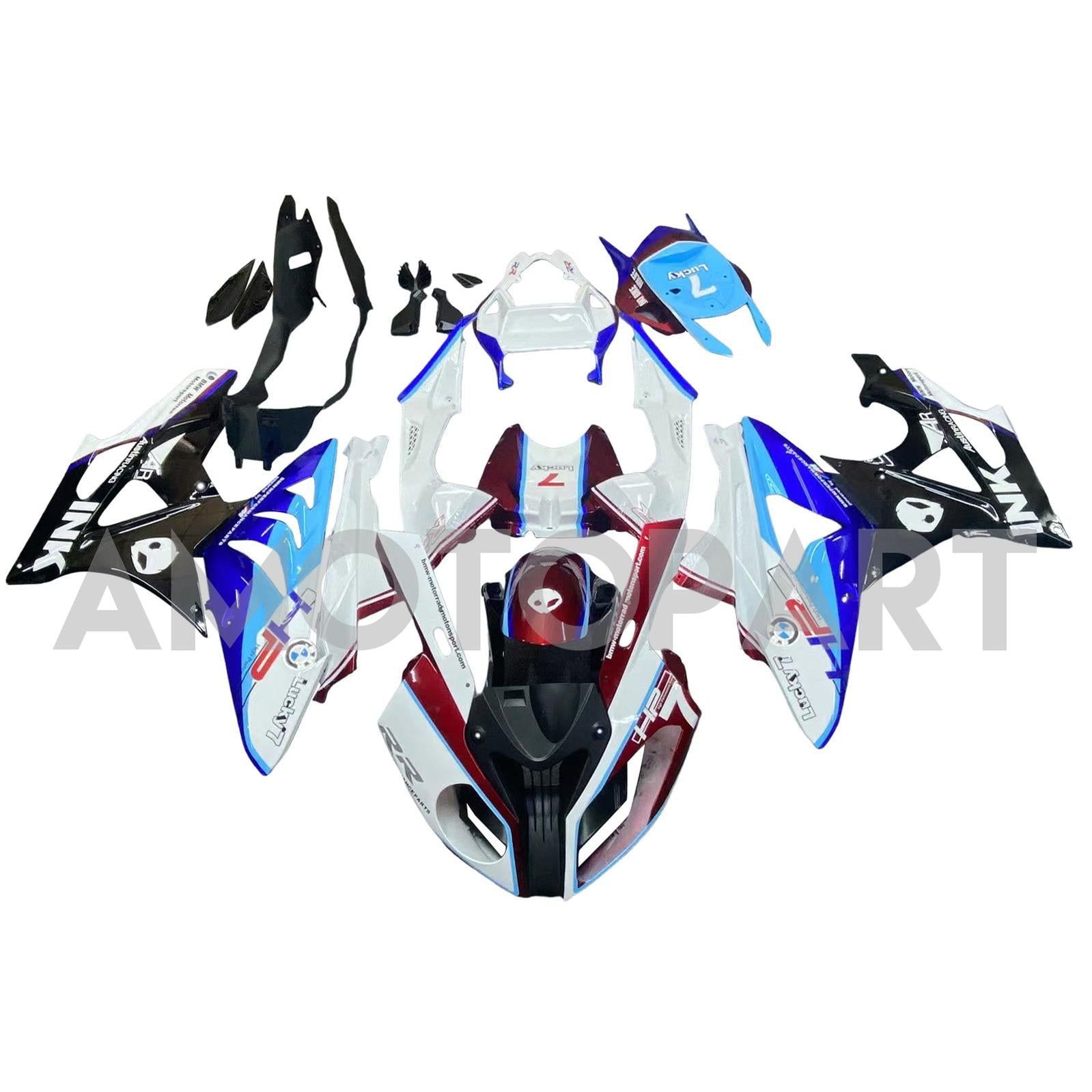 Amotopart 2009-2014 BMW S1000RR Zwart Blue White Fairing Kit