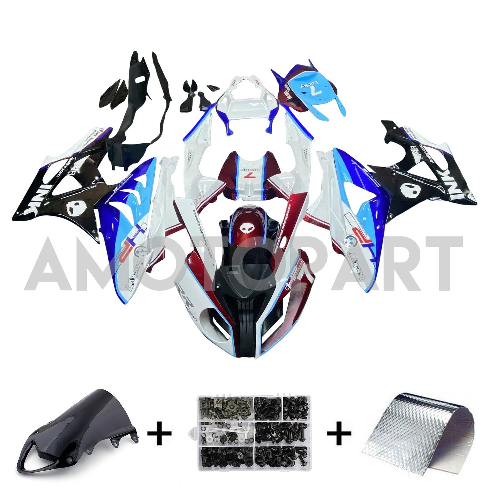 Amotopart 2009-2014 BMW S1000RR Zwart Blue White Fairing Kit