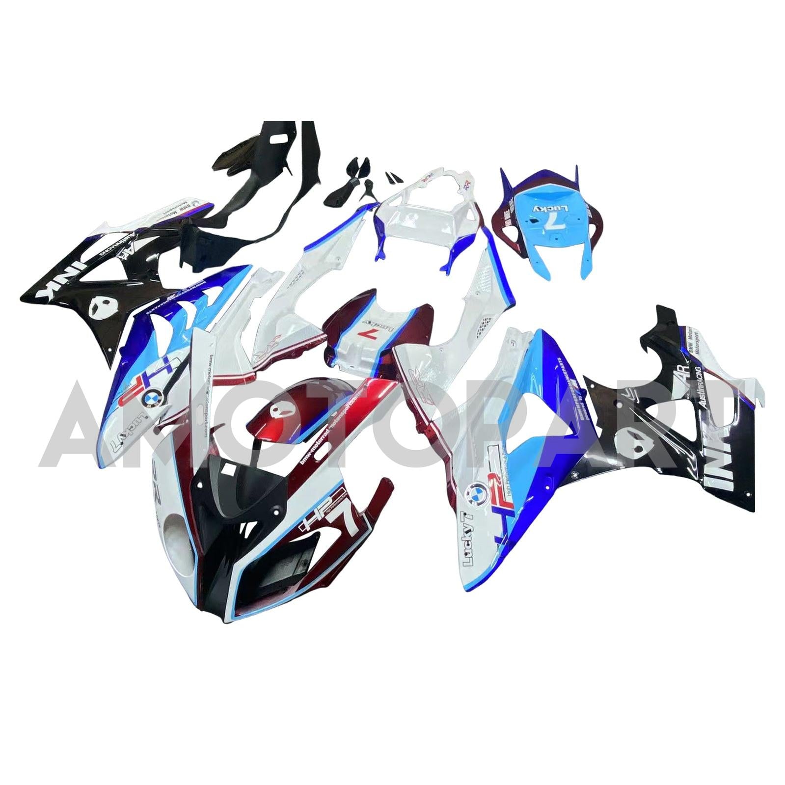 Amotopart 2009-2014 BMW S1000RR Zwart Blue White Fairing Kit