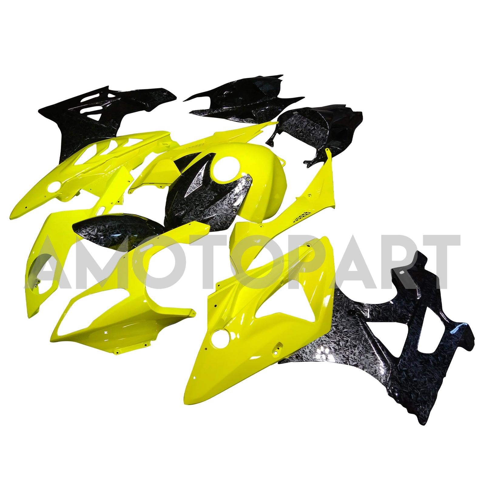 Amotopart 2009-2014 BMW S1000RR Carbon Fiber Pattern Yellow Fairing Kit