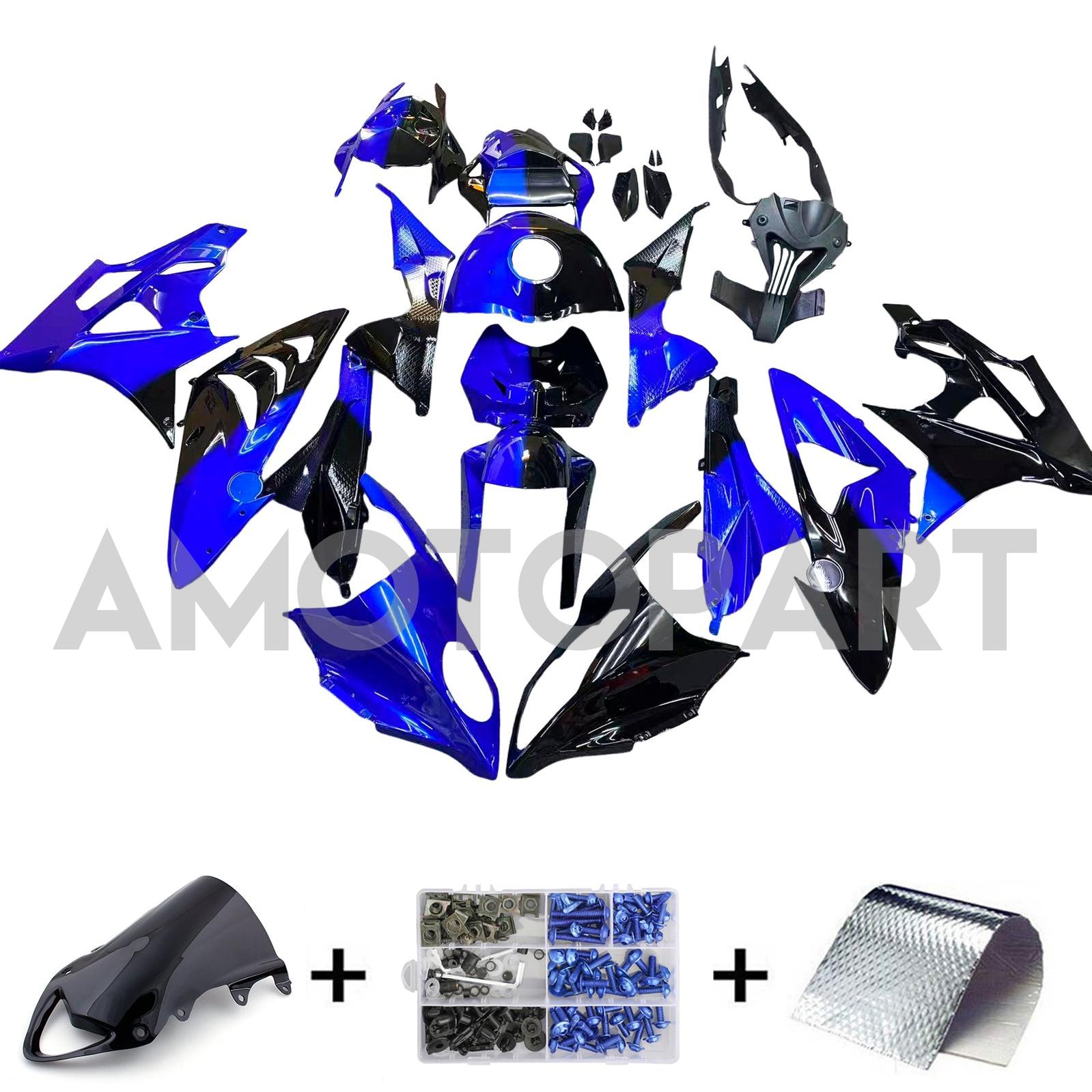 Amotopart 2009-2014 BMW S1000RR Kit de carénage noir brillant noir brillant
