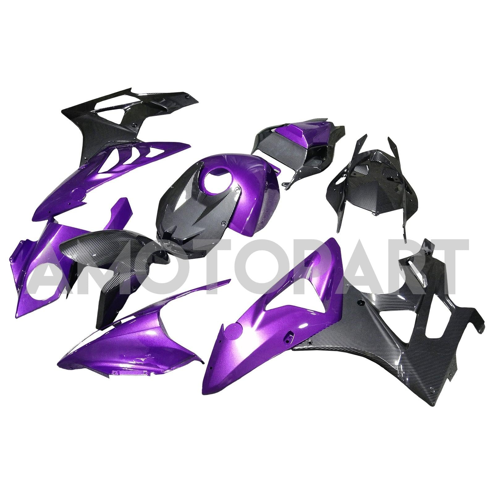 Amotopart 2009-2014 BMW S1000RR Carbon Fiber Pattern & Glossy Purple Fairing Kit