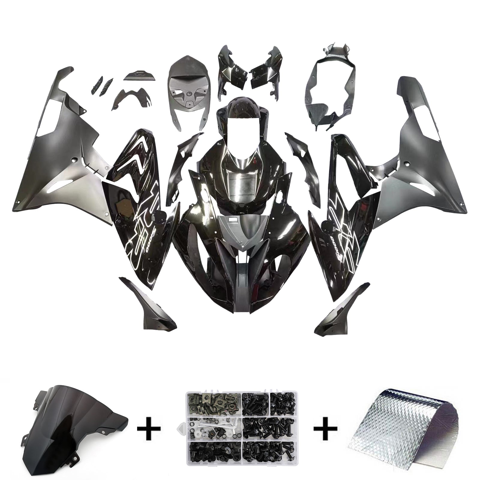 Amotopart 2015-2016 BMW S1000RR Kit de carénage noir mat et brillant