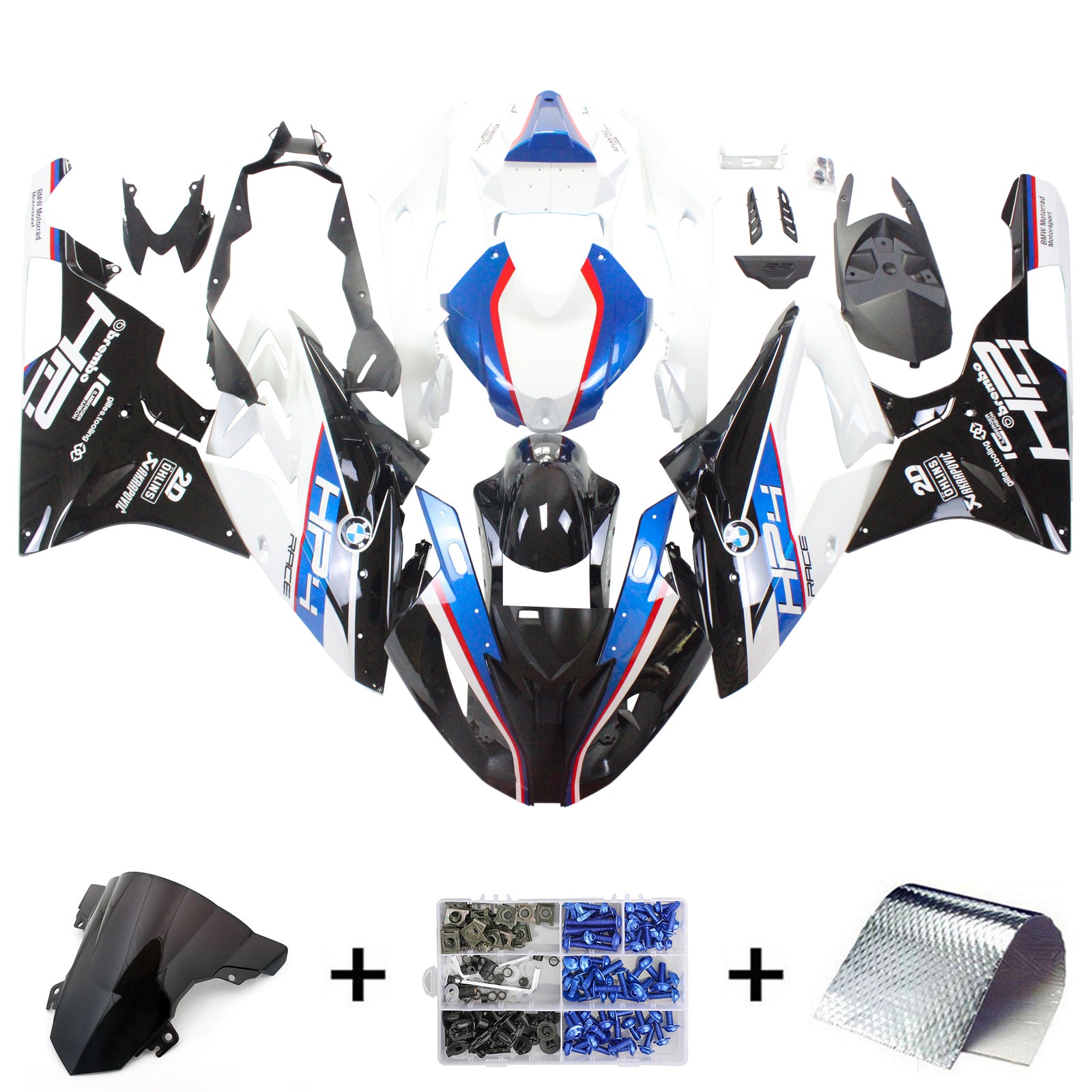 Amotopart 2015-2016 BMW S1000RR Kit de carénage Style2 bleu et blanc