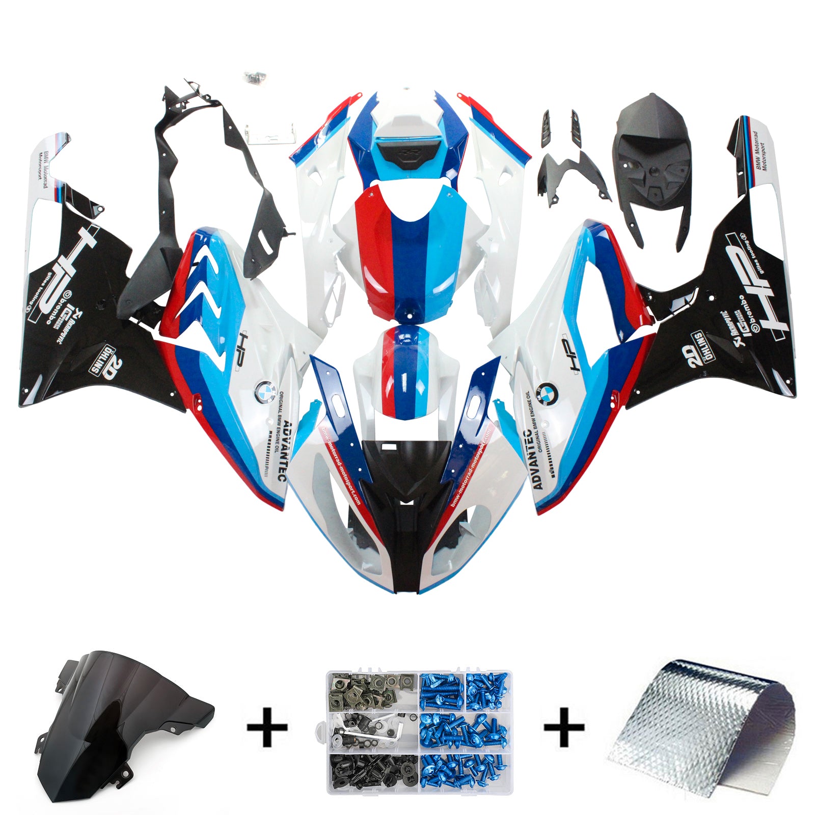 Amotopart 2015-2016 BMW S1000RR Kit de carénage blanc et noir