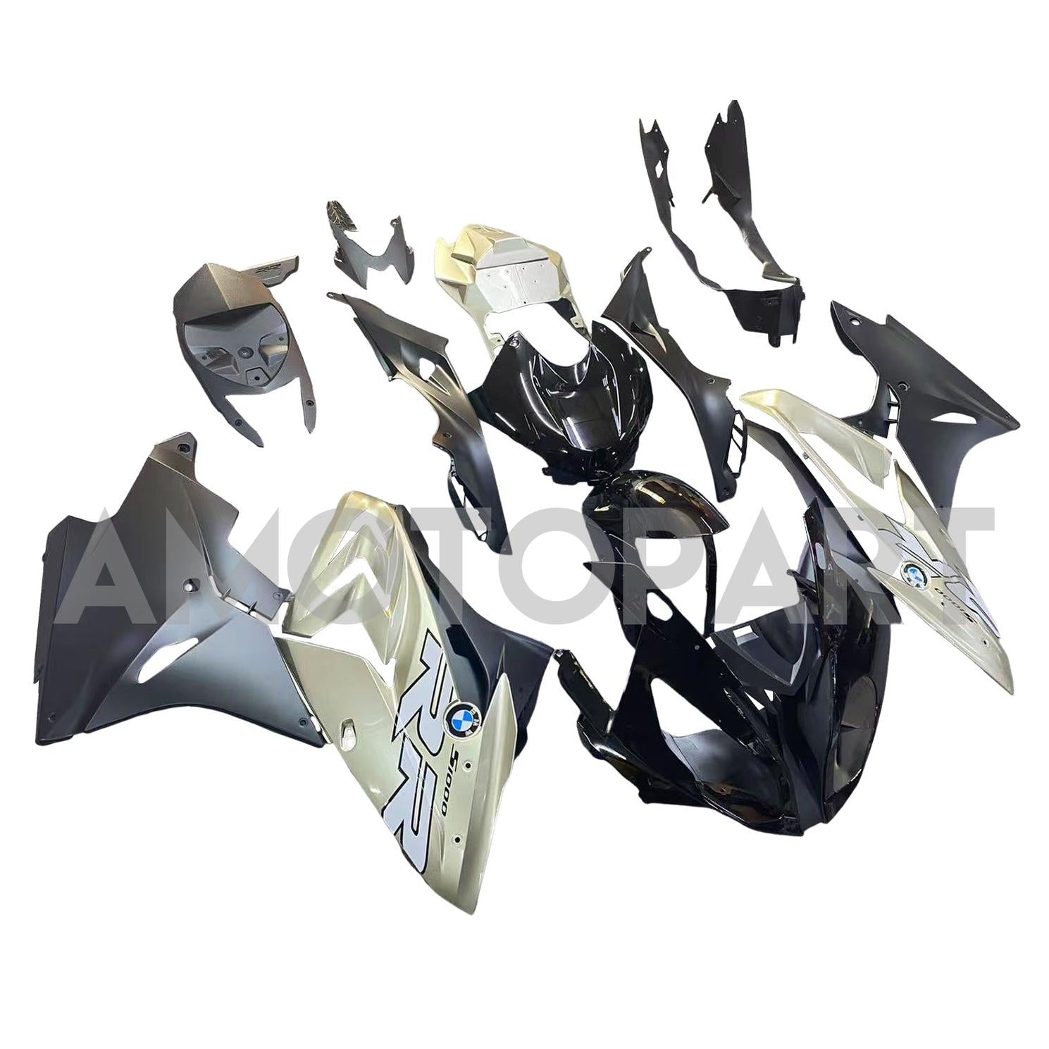 Amotopart BMW S1000RR 2015-2016 Kit de carenado plateado y negro