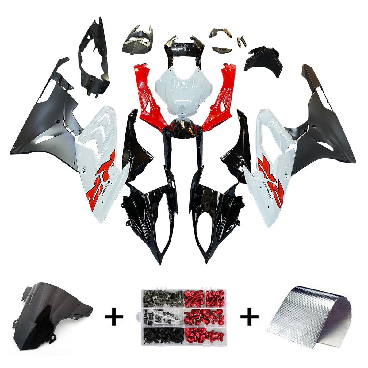 Kit de carénage Amotopart BMW S1000RR 2015-2016 rouge et blanc