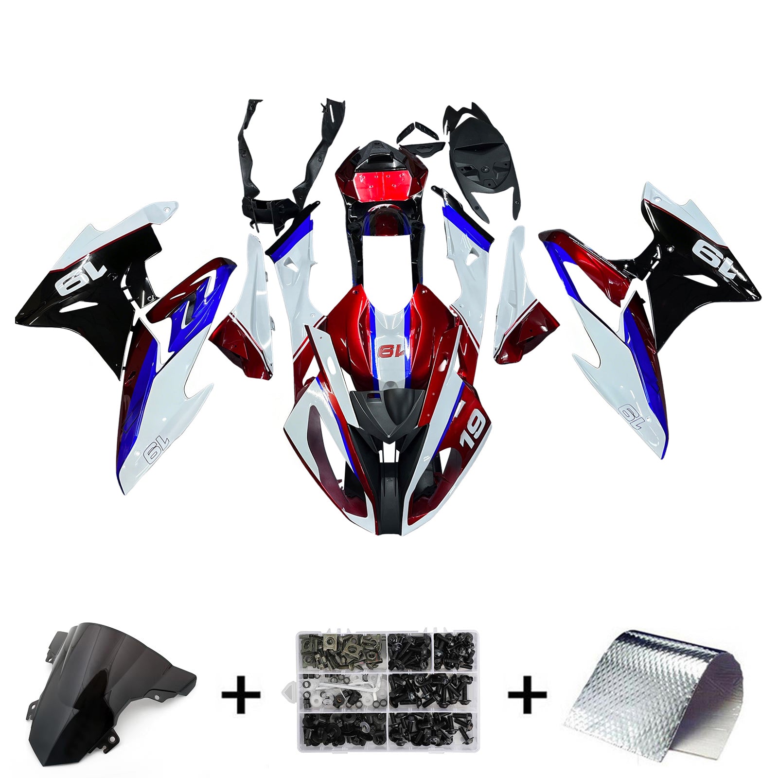Amotopart BMW S1000RR 2015-2016 Blue&Red Style5 Fairing Kit