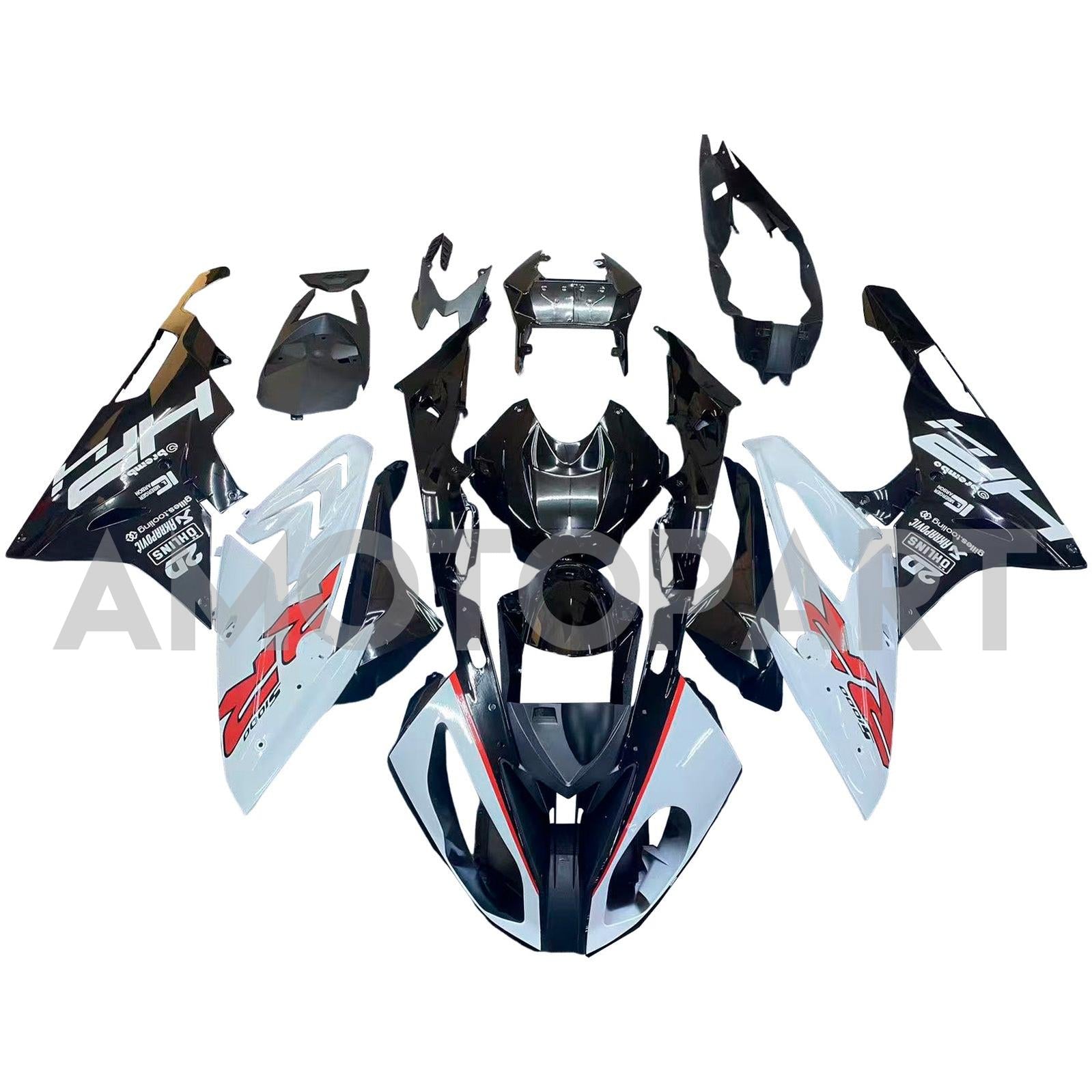 Amotopart BMW S1000RR 2015-2016 Blanc&Kit de carénage Black Style2