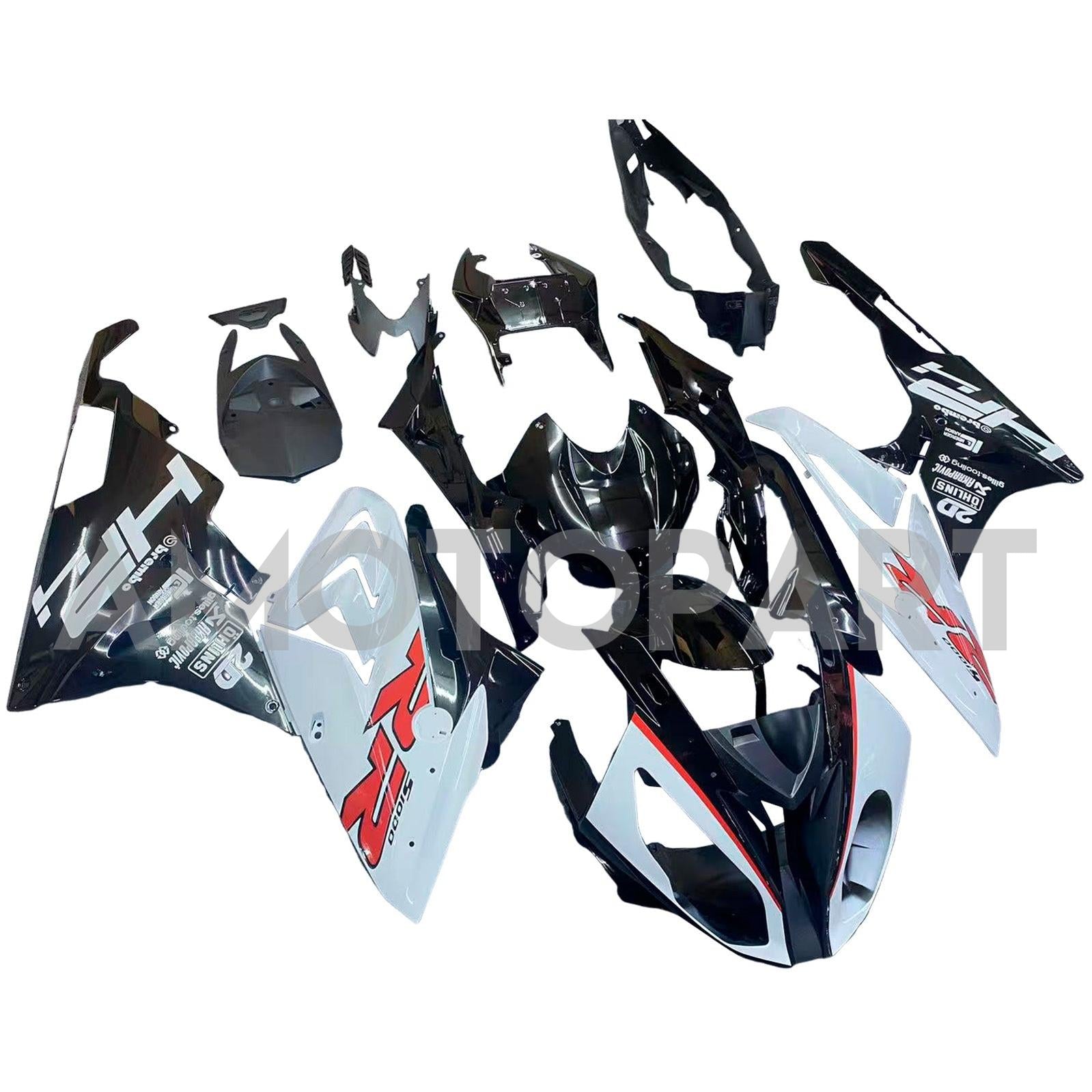 Amotopart BMW S1000RR 2015-2016 Blanc&Kit de carénage Black Style2