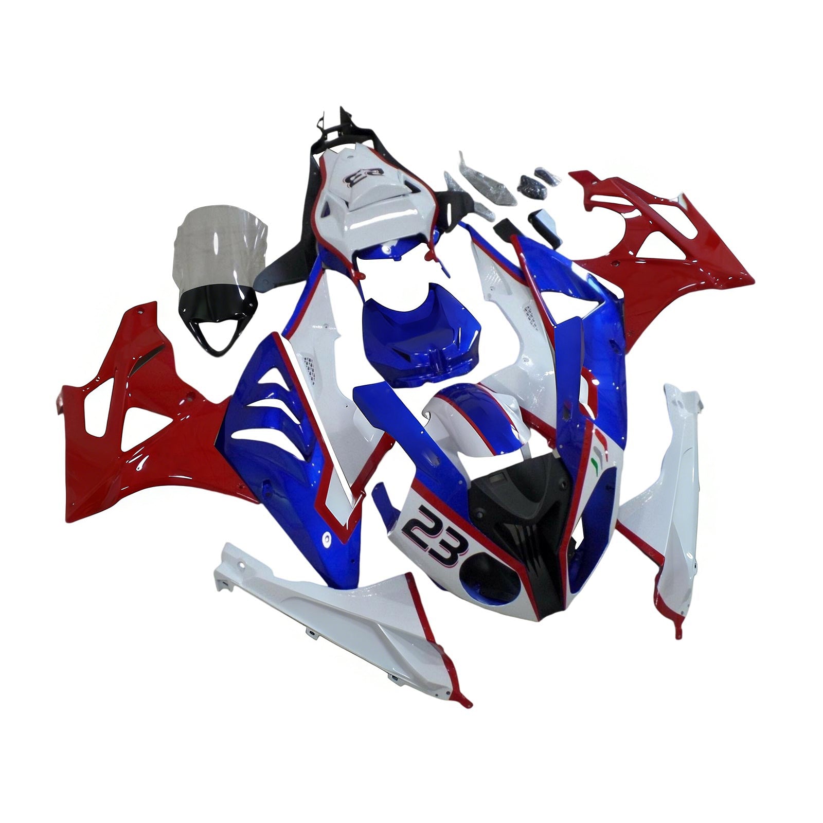 Amotopart BMW S1000RR 2015-2016 Bleu&Kit de carénage rouge Style3