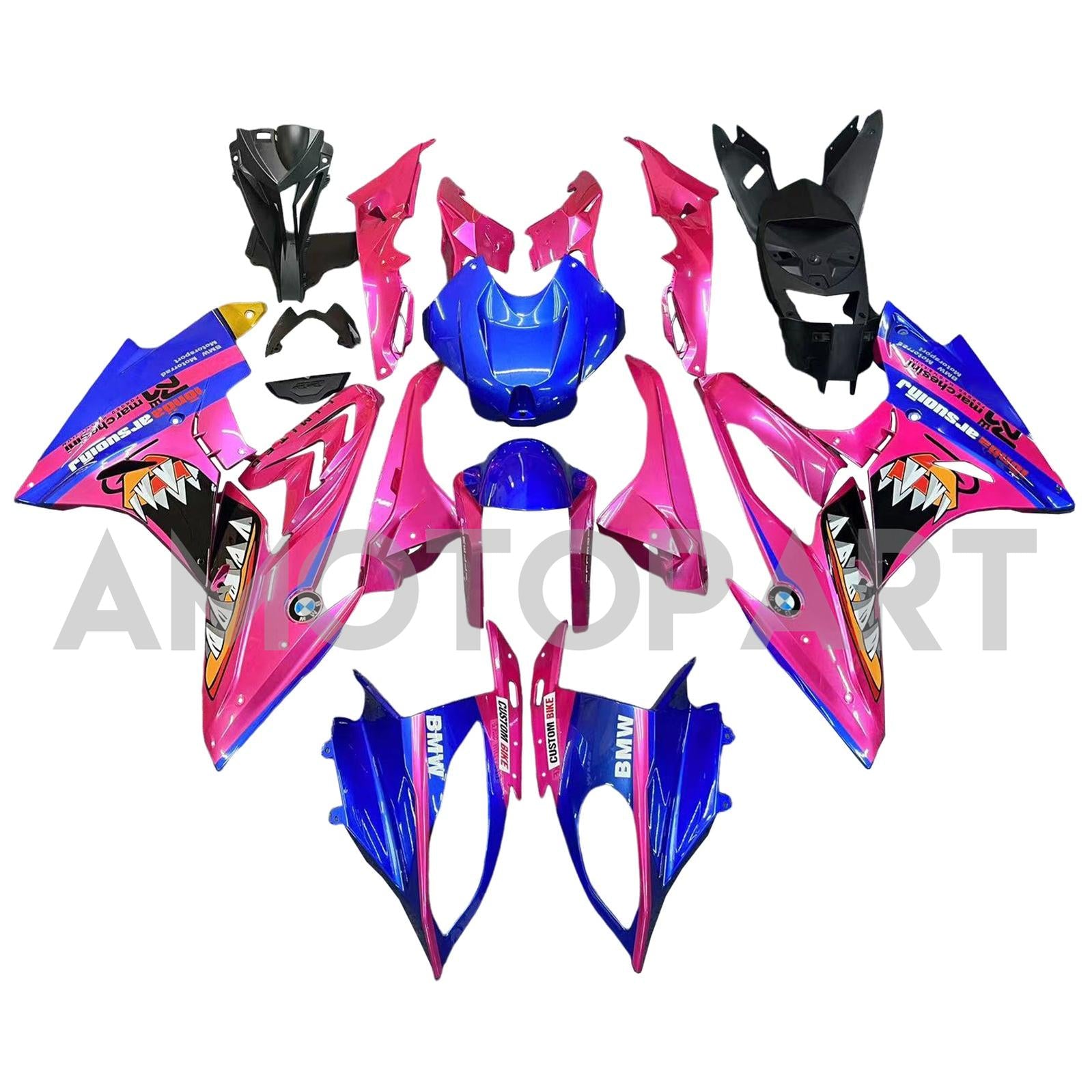 Amotopart BMW S1000RR 2015-2016 Rose&Kit de carénage bleu