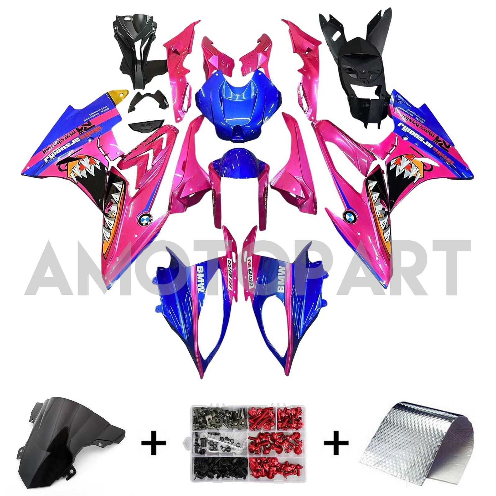 Amotopart BMW S1000RR 2015-2016 Rose&Kit de carénage bleu