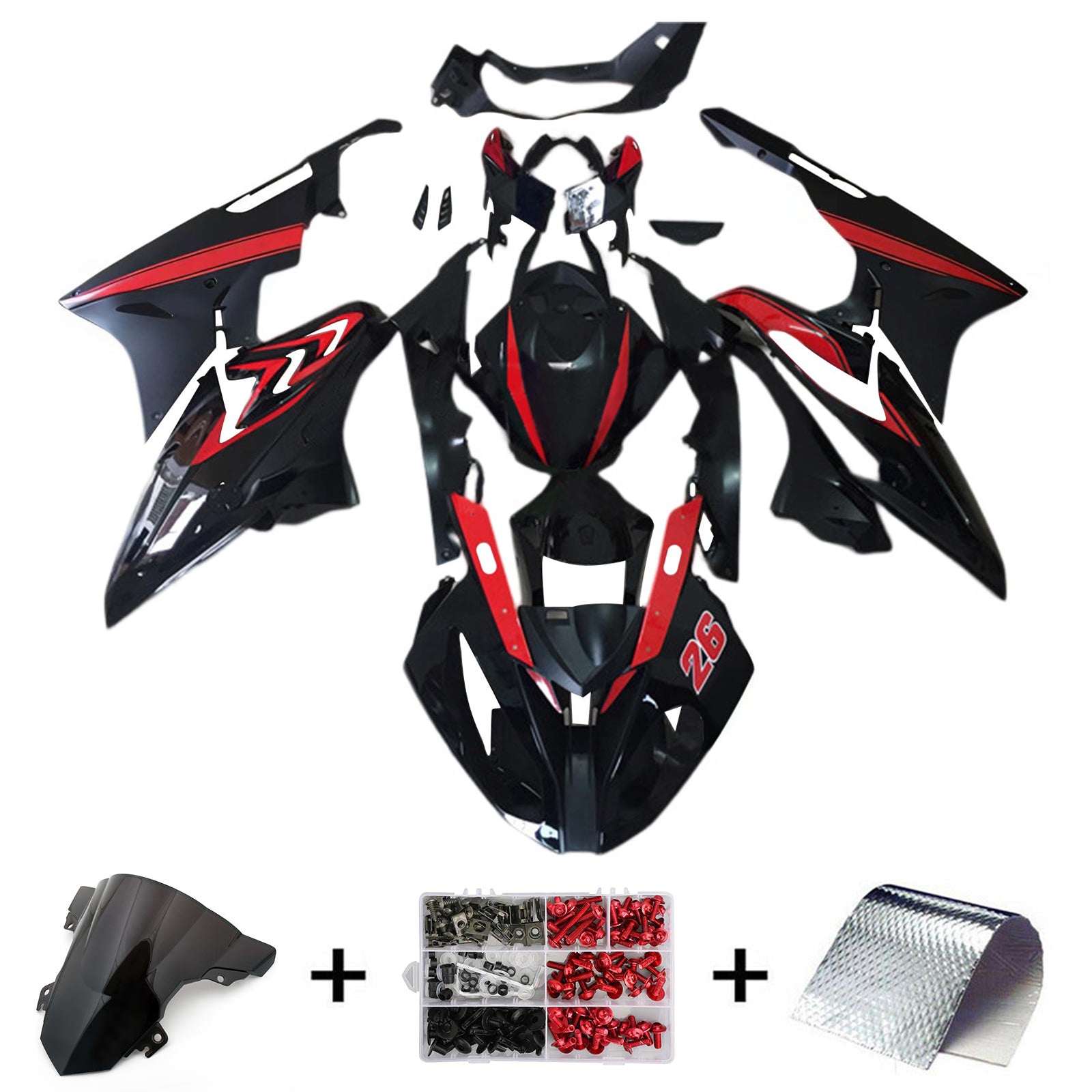 Amotopart BMW S1000RR 2015-2016 Red&Black Style5 Fairing Kit