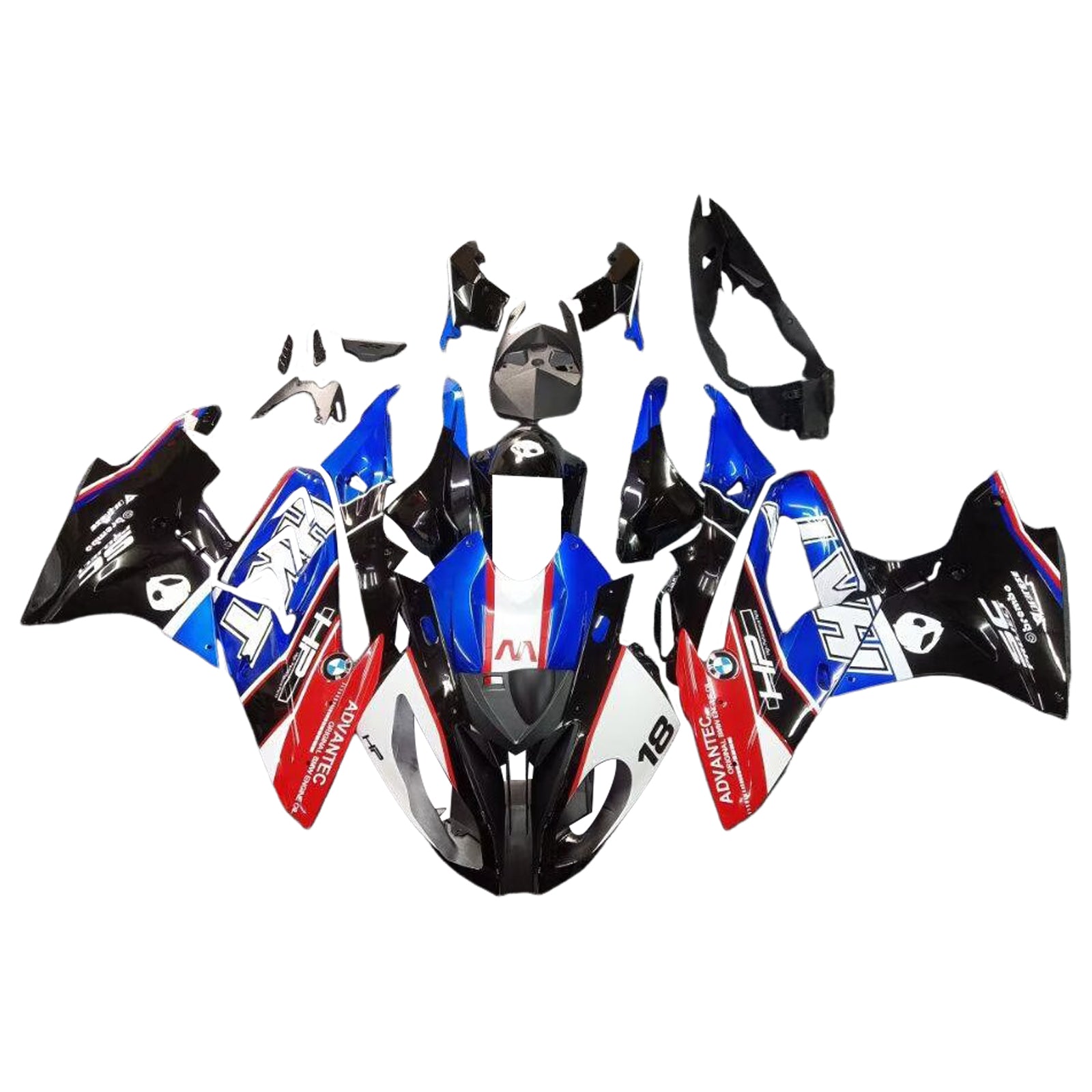 Amotopart BMW S1000RR 2015-2016 Kit de carenado azul y negro estilo 5