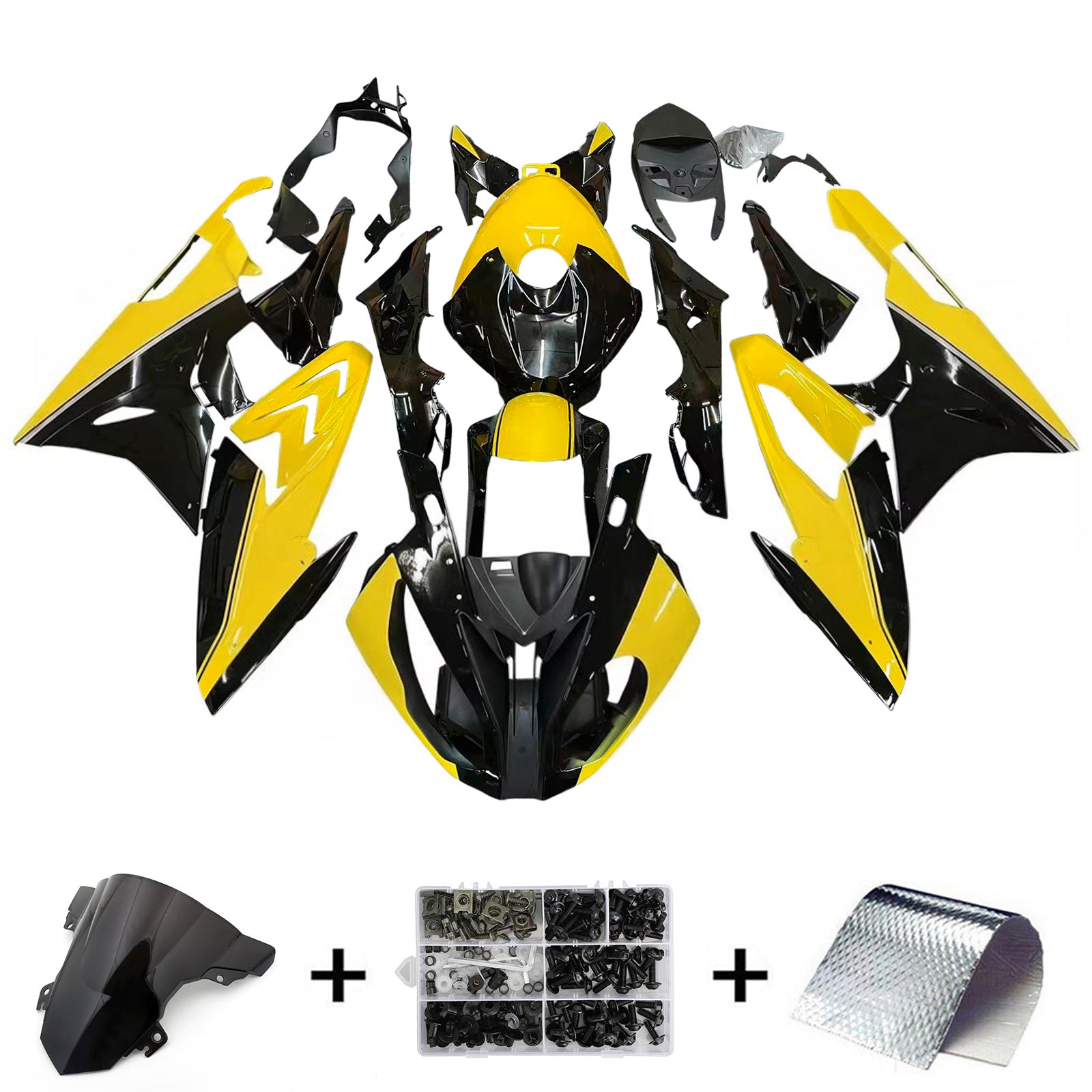 Amotopart BMW S1000RR 2015-2016 Jaune&Kit de carénage noir