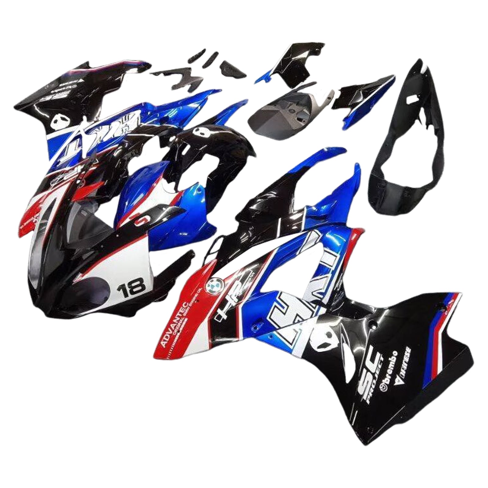 Amotopart BMW S1000RR 2015-2016 ブルー&ブラック スタイル 5 フェアリングキット