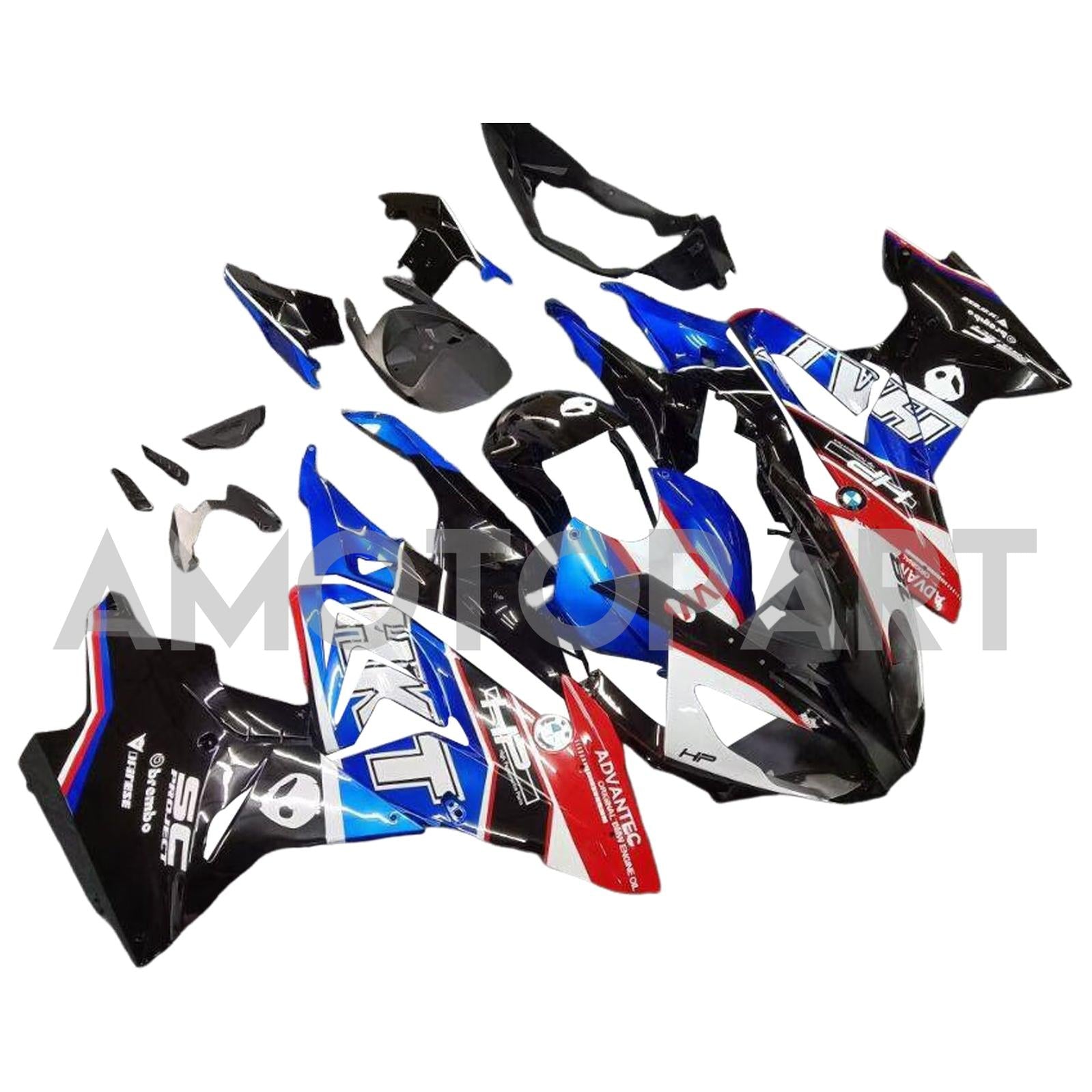 Amotopart BMW S1000RR 2015-2016 Blau&Schwarzes Style5-Verkleidungskit