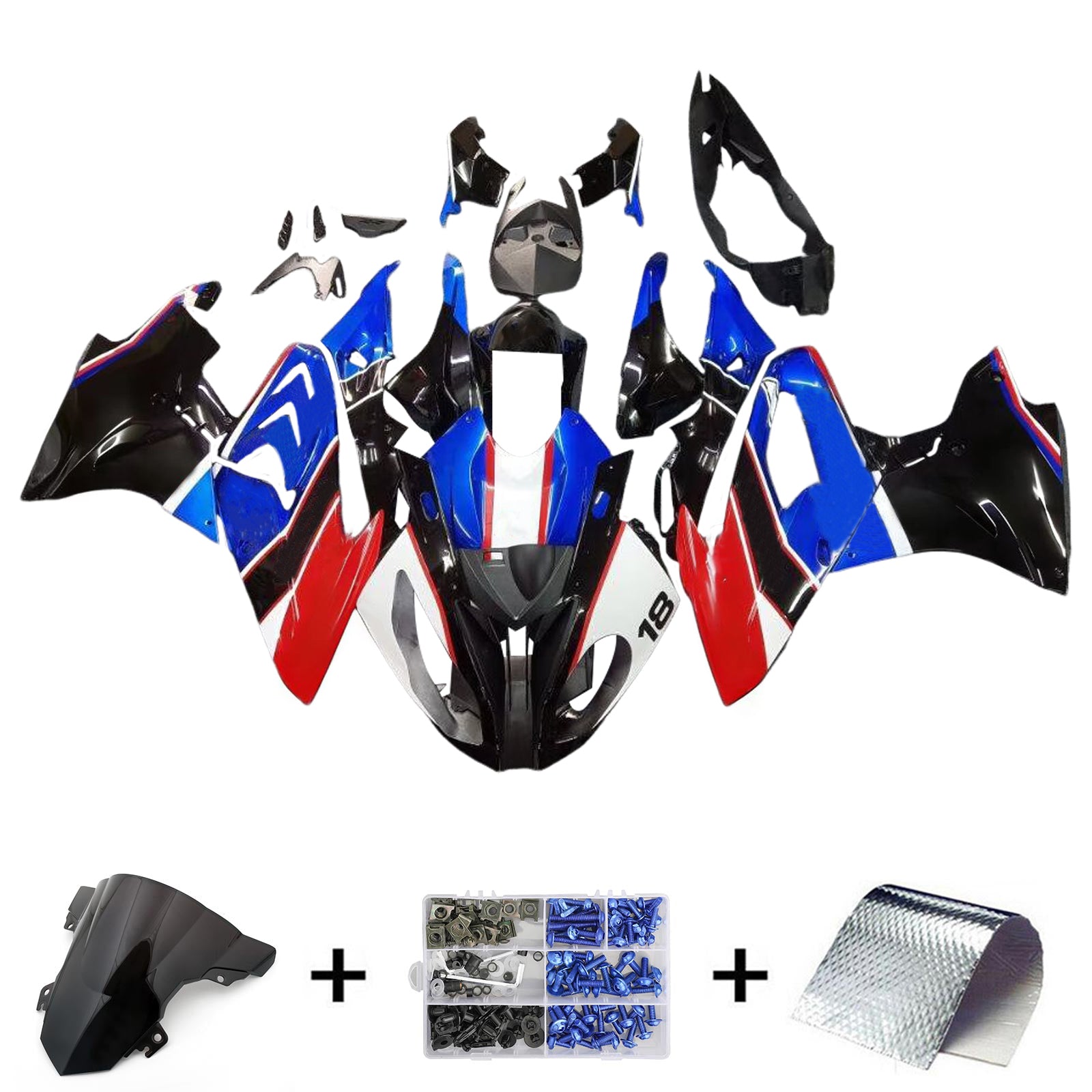 Amotopart BMW S1000RR 2015-2016 Blue & Black Style 5 Fairing Kit