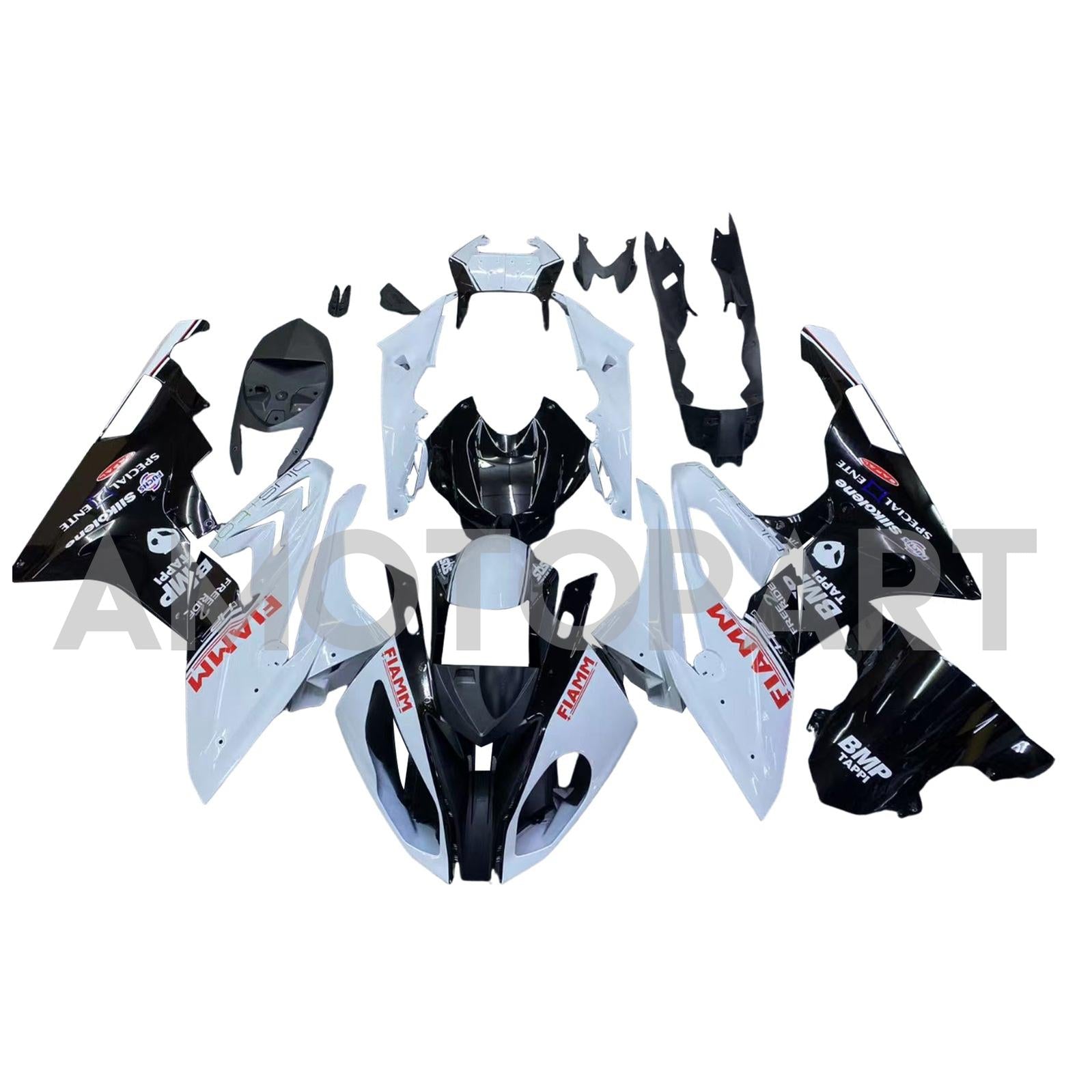Amotopart BMW S1000RR 2015-2016 Blanc&Kit de carénage Black Style1