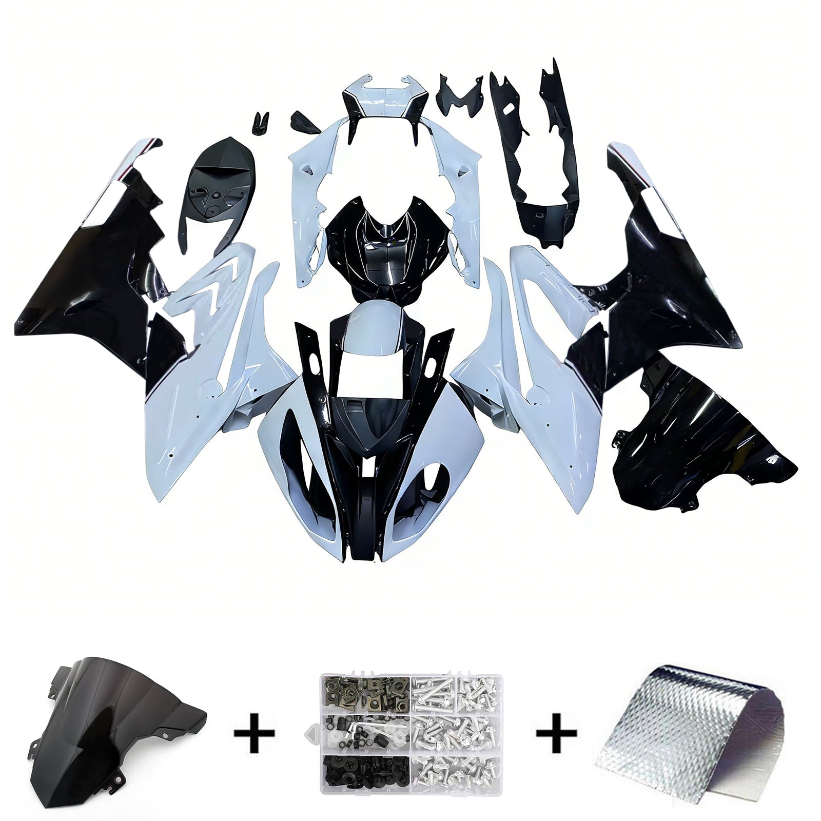 Amotopart BMW S1000RR 2015-2016 ホワイト & ブラック スタイル 1 フェアリング キット