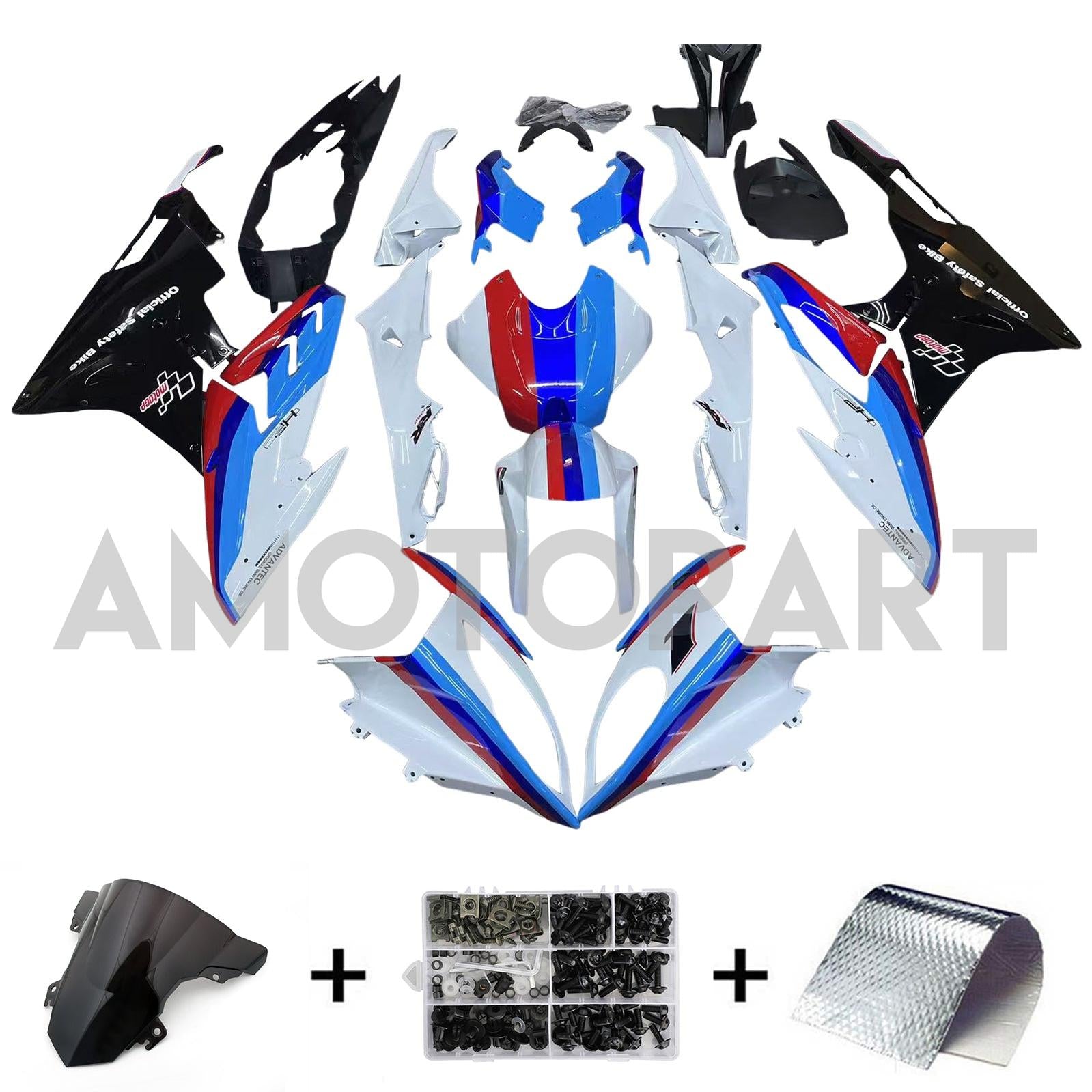 Amotopart BMW S1000RR 2015-2016 Kit de carenado azul y negro