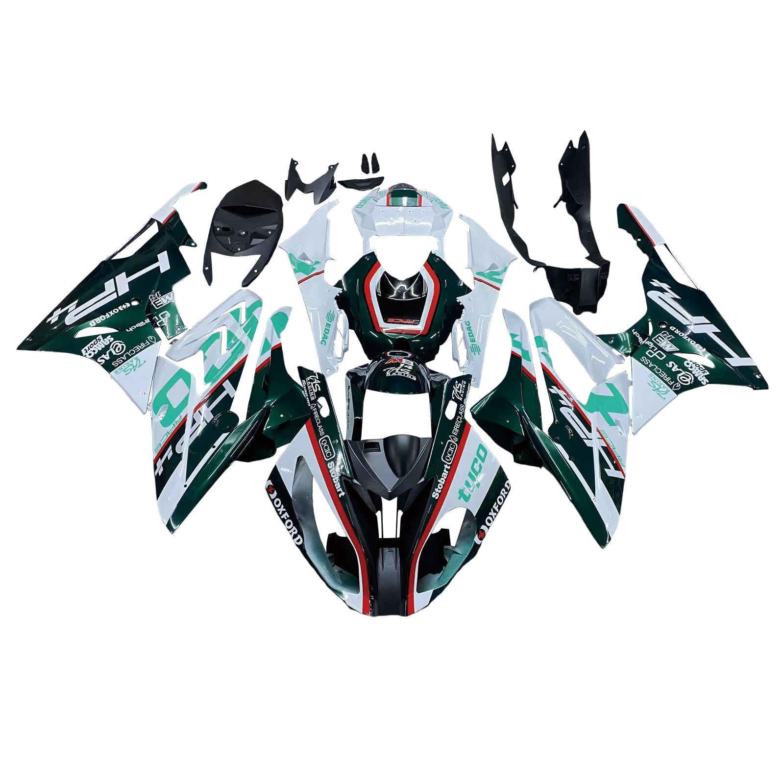 Amotopart BMW S1000RR 2015-2016 Zielony i biały zestaw owiewki