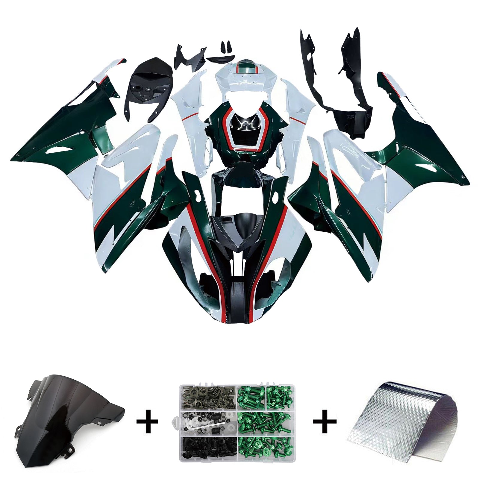Amotopart BMW S1000RR 2015-2016 Zielony i biały zestaw owiewki