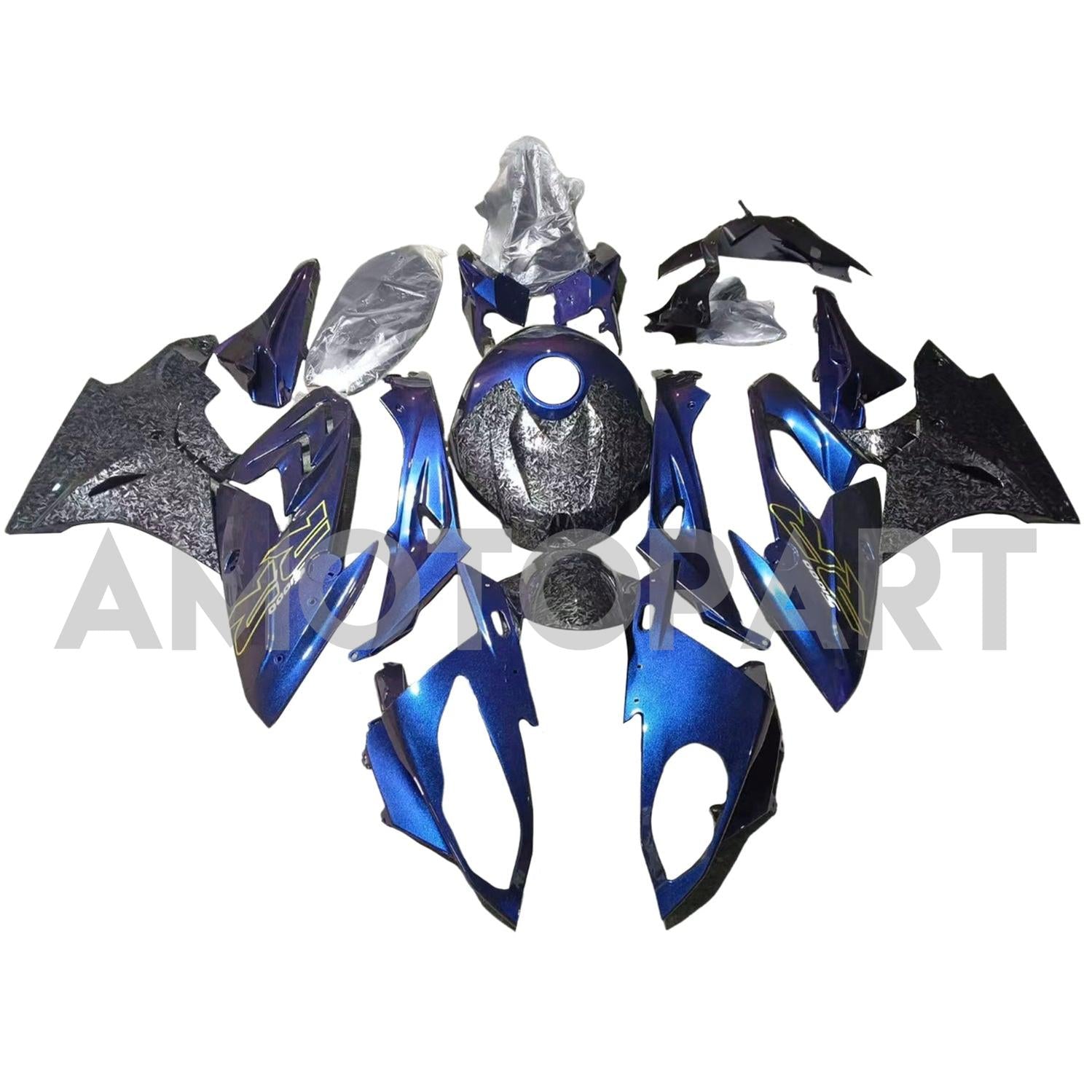 Amotopart BMW S1000RR 2015-2016 Gradient Puple Blue&Carbon Fiber Marble Fairing Kit