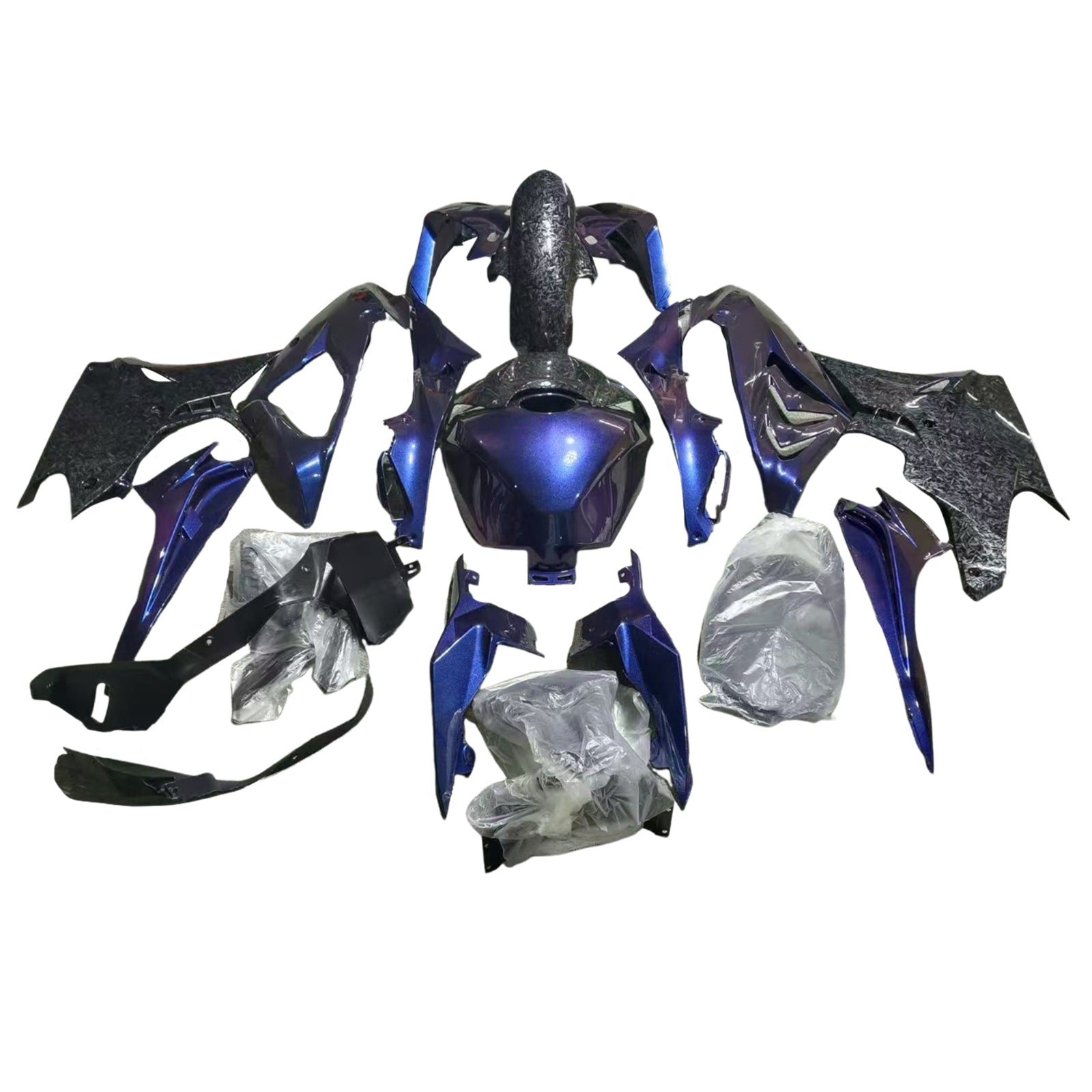 Amotopart BMW S1000RR 2015-2016 Gradient Puple Blue&Carbon Fiber Marble Fairing Kit