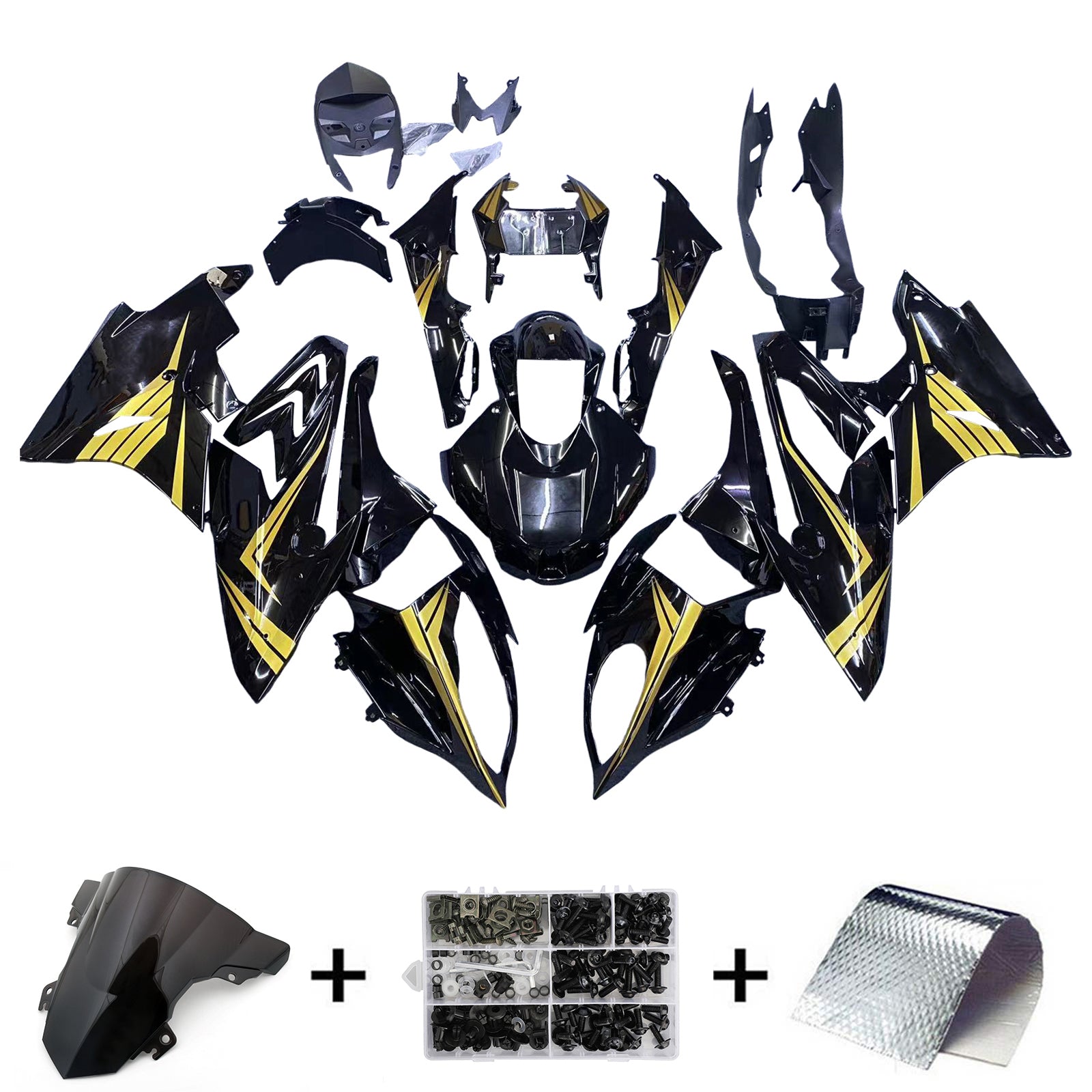 Amotopart BMW S1000RR 2015-2016 Black&Gold Fairing Kit