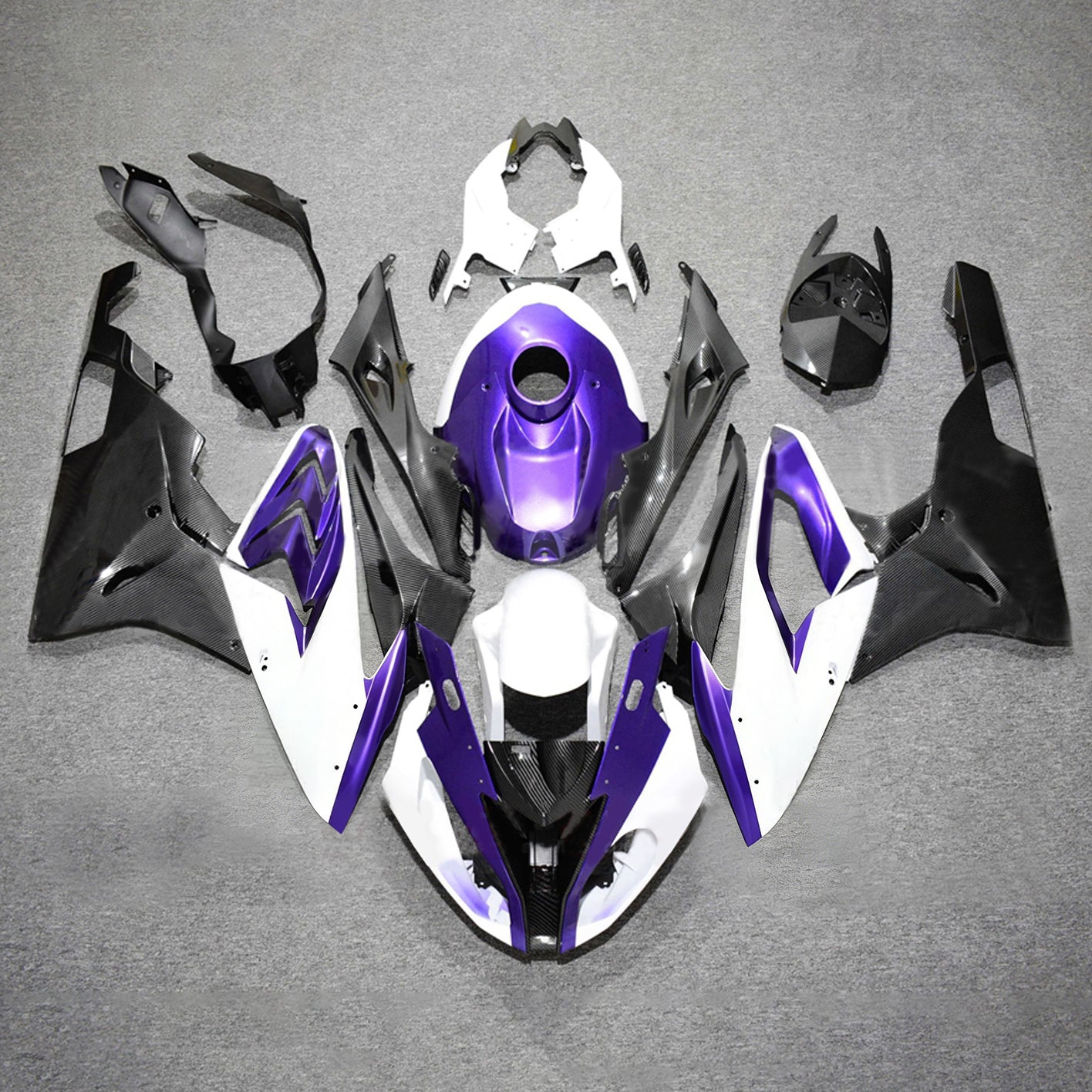 Amotopart 2015-2016 BMW S1000RR カーボンファイバーパターン ホワイト パープル フェアリングキット