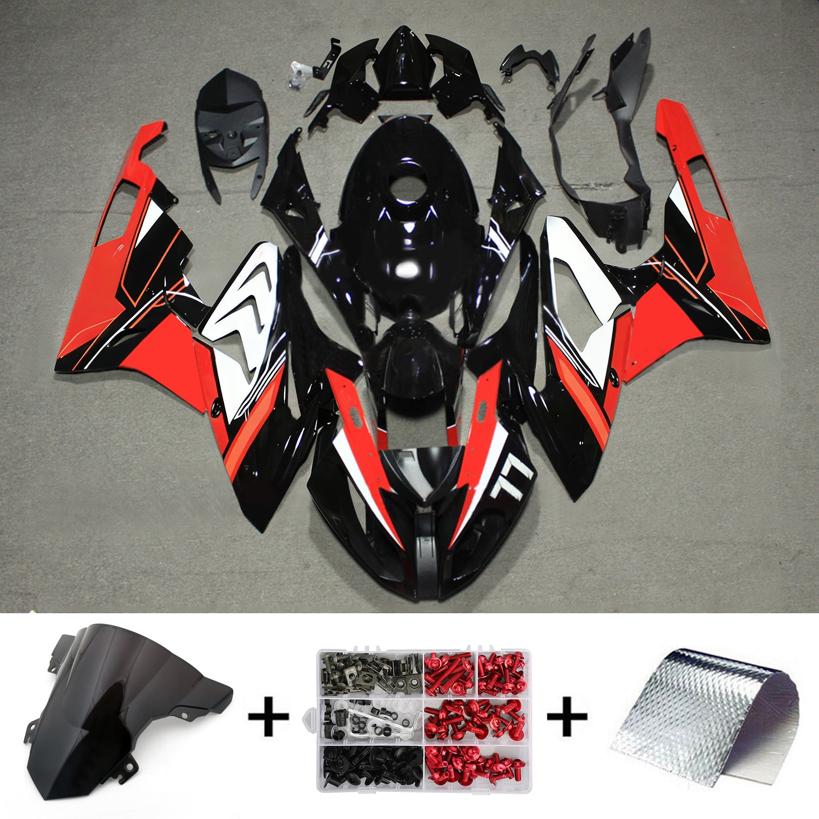 Amotopart 2015-2016 BMW S1000RR 光沢のある黒、赤、白のフェアリングキット