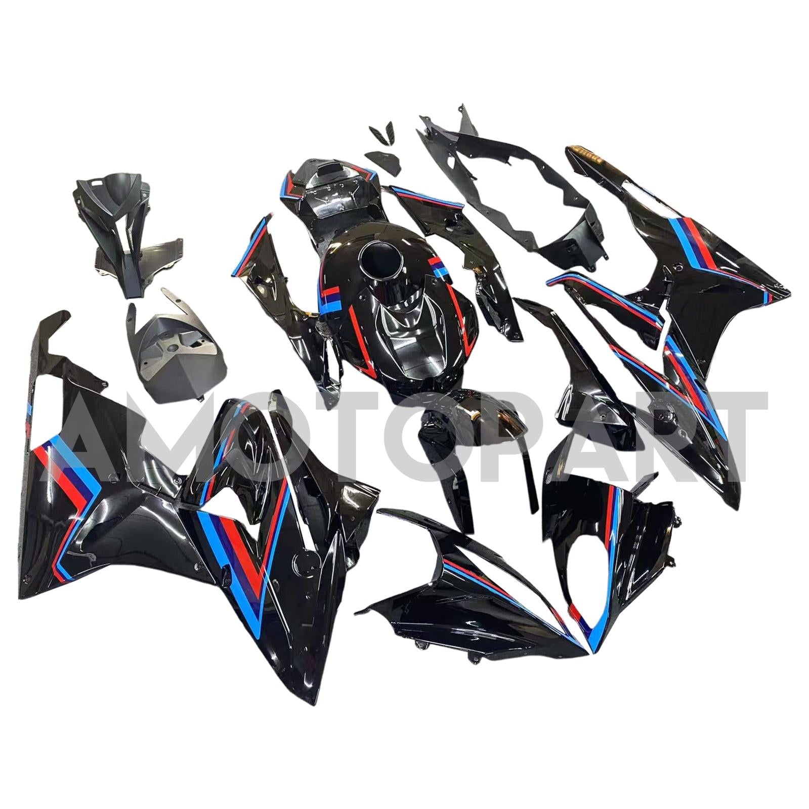 Amotopart 2015-2016 BMW S1000RR Black Red Blue Lines Kairing Kit