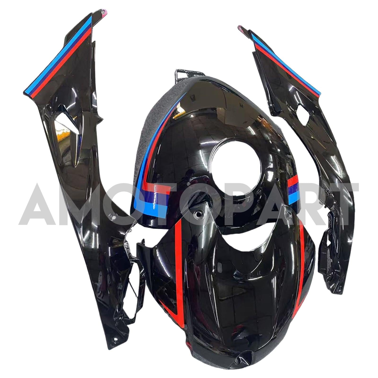 Amotopart 2015-2016 BMW S1000RR Black Red Blue Lines Kairing Kit