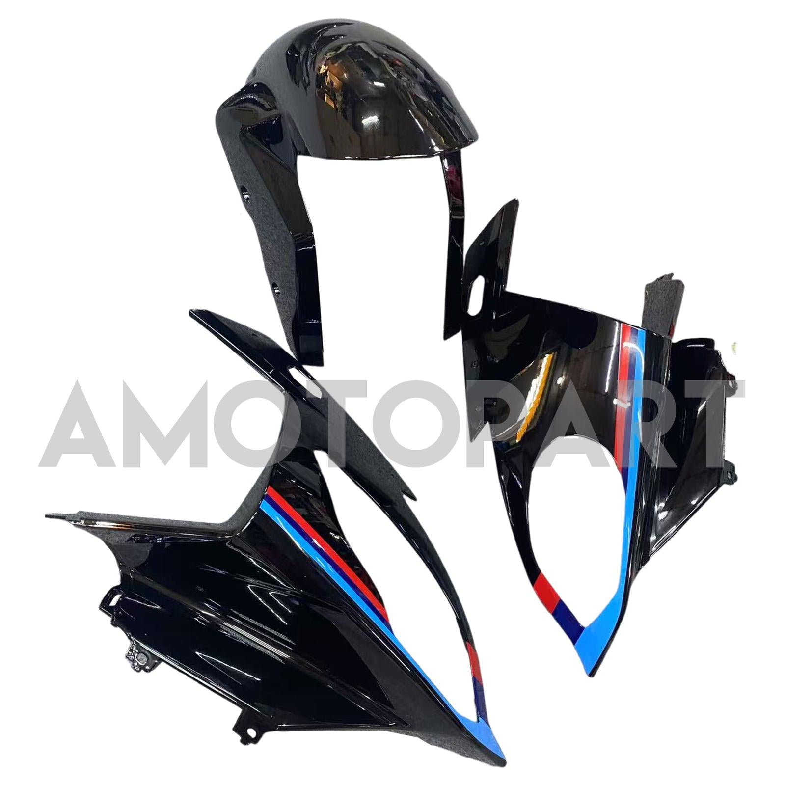 Amotopart 2015-2016 BMW S1000RR Black Red Blue Lines Kairing Kit