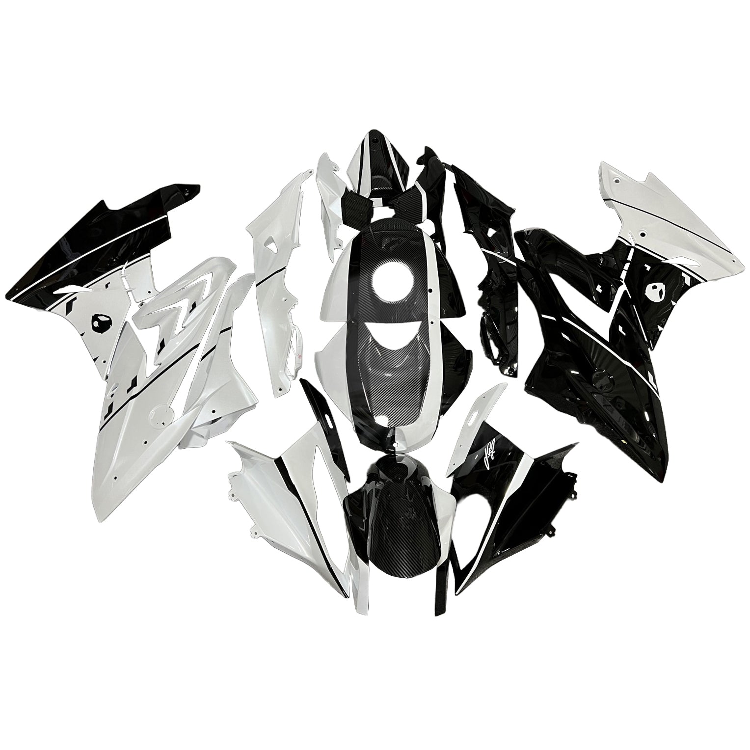 Amotopart 2015-2016 BMW S1000RR Glly White & Caibon Fiber Mønstre Fairing Kit