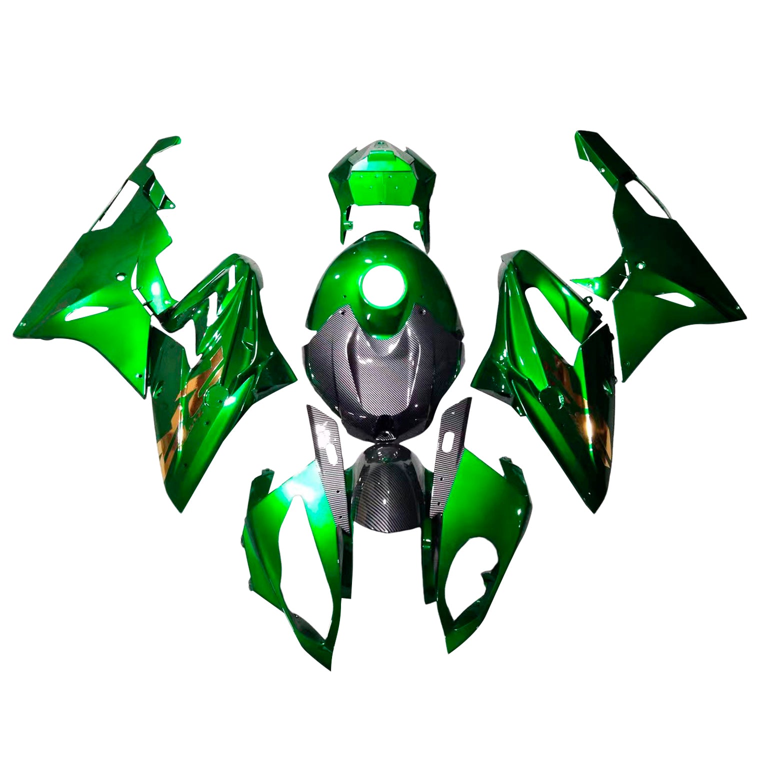 Amotopart BMW S1000RR 2015-2016 Carbon Fiber &Green Fairing Kit