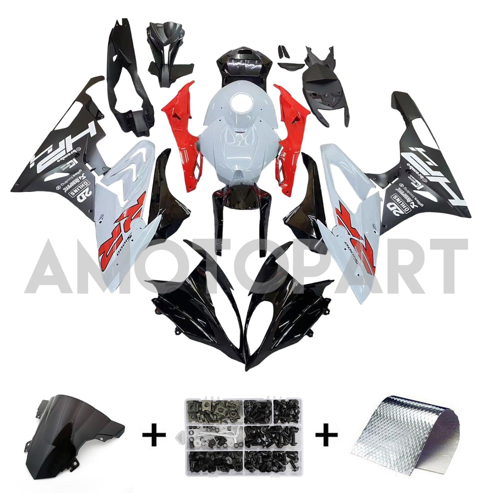 Amotopart 2015-2016 BMW S1000RR Black Red White Abzugskit