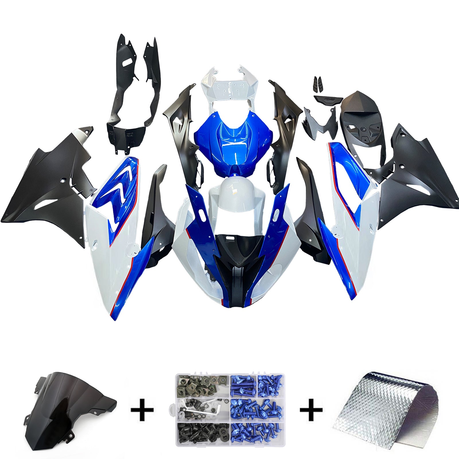 Amotopart 2017-2018 BMW S1000RR Blau&Verkleidungssatz White Style1