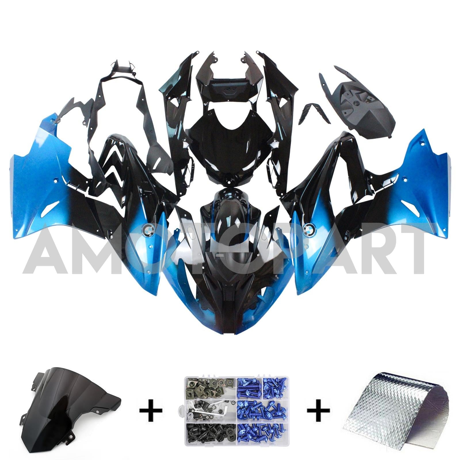 Amotopart 2017-2018 BMW S1000RR Blue&Black Fairing Kit