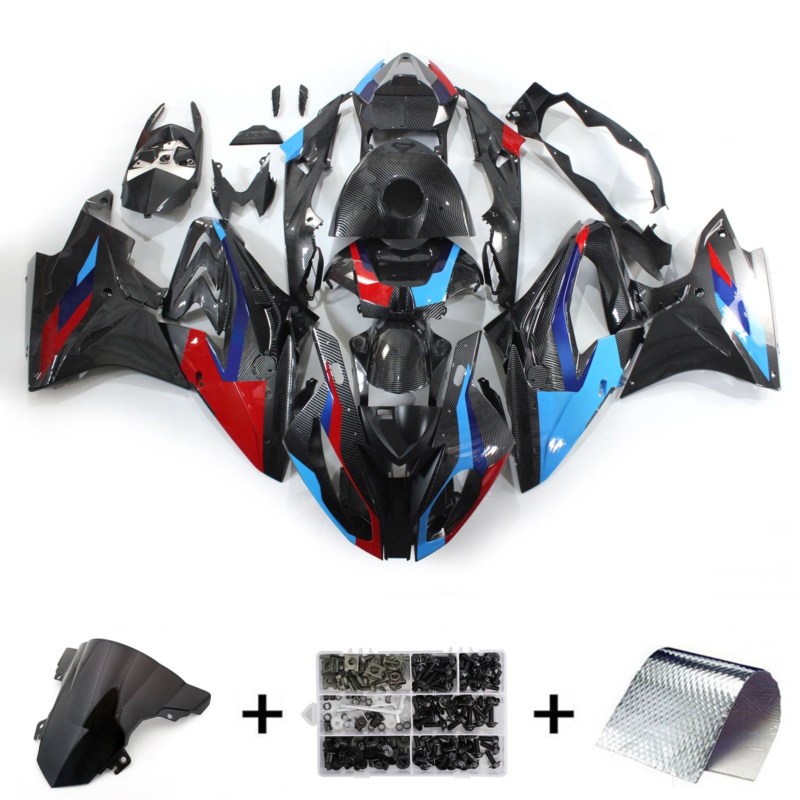 Amotopart 2017–2018 S1000RR Verkleidungsset mit Karbonfasermuster