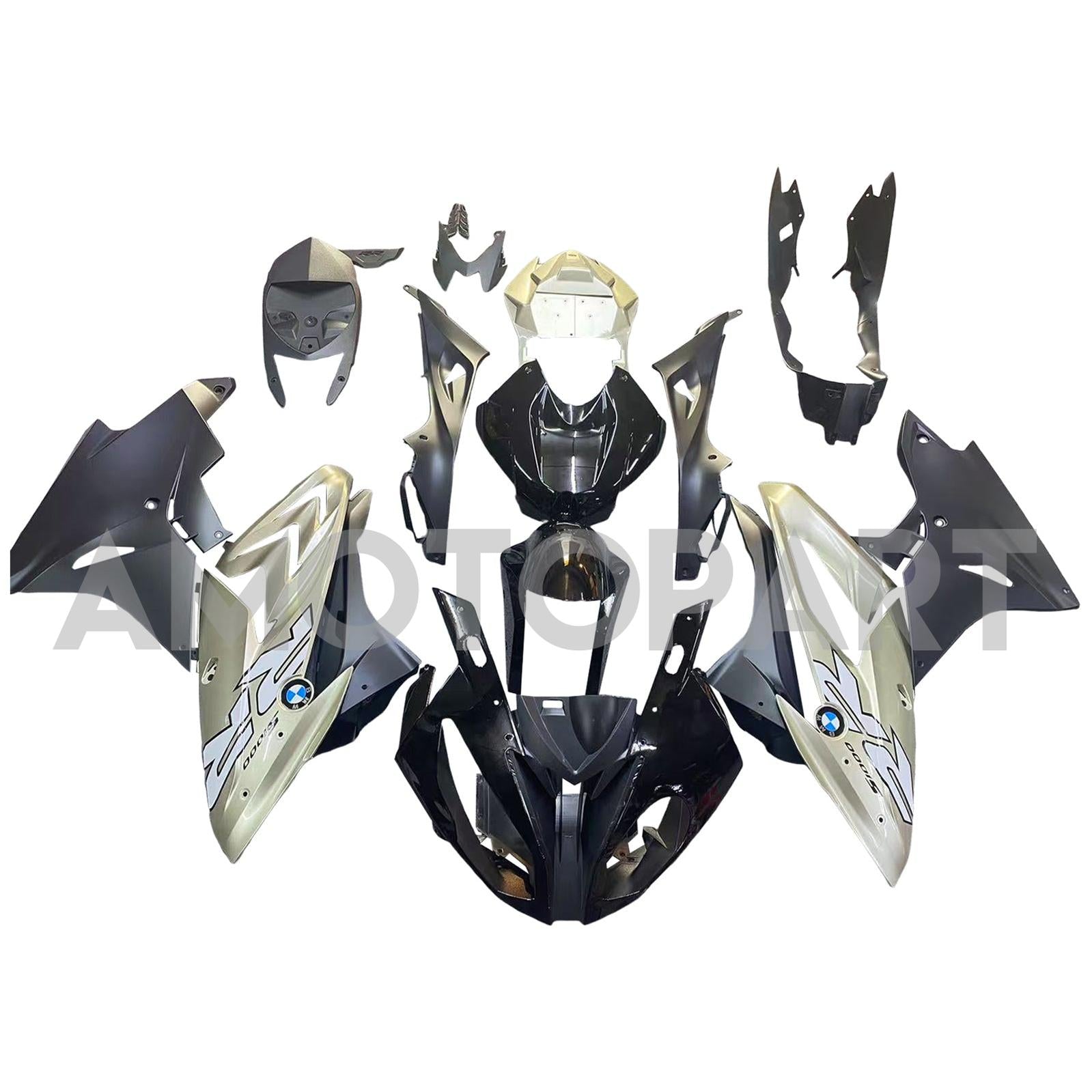 Amotopart BMW S1000RR 2017-2018 Silver & Black Fairing Kit