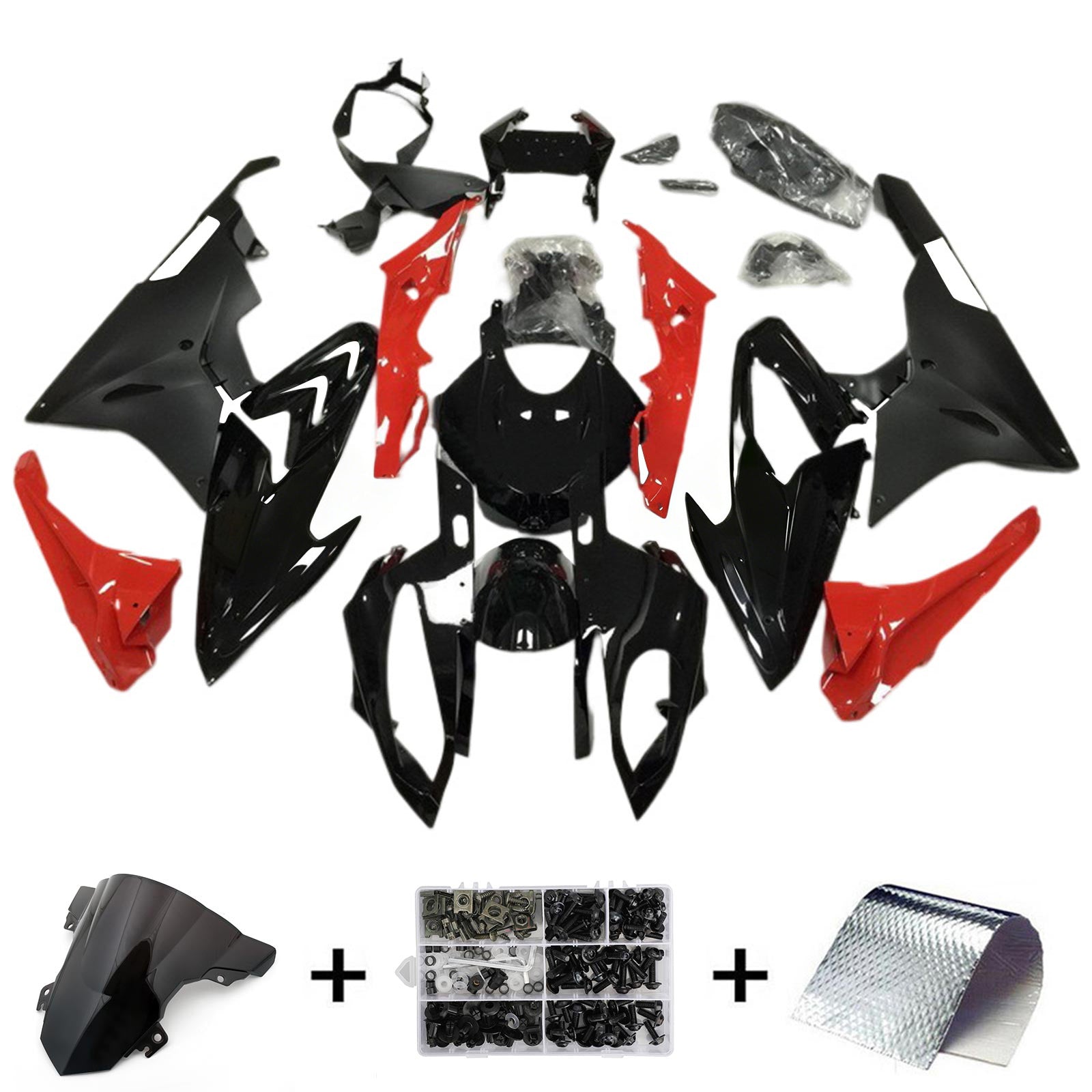 Amotopart BMW S1000RR 2017-2018 Black & Red Style 12 Failing Kit
