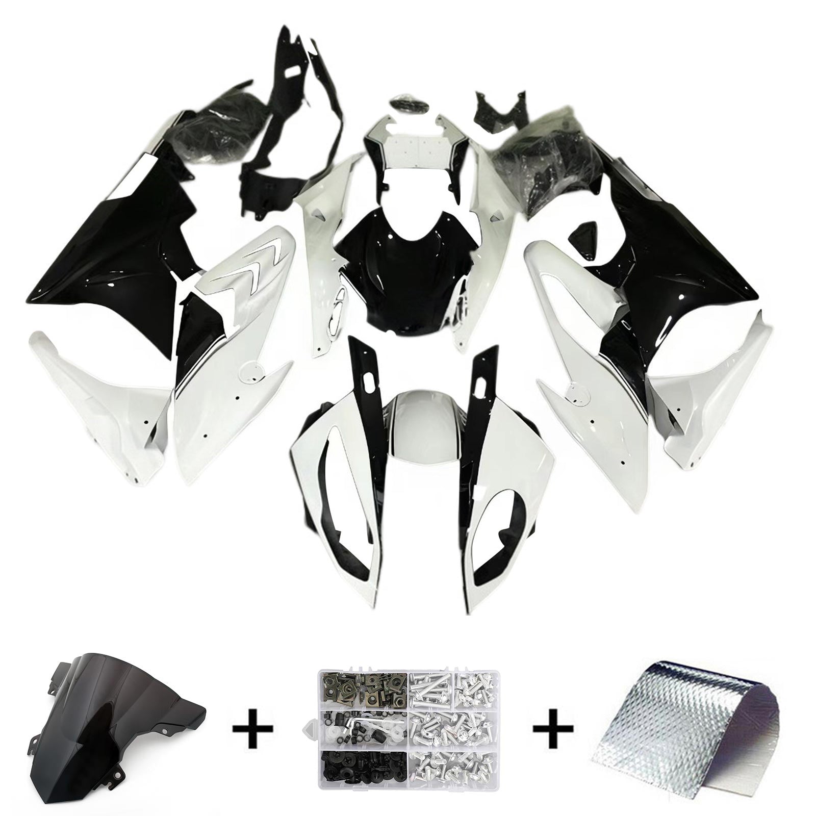 Amotopart BMW S1000RR 2017-2018 White & Black Fairing Kit